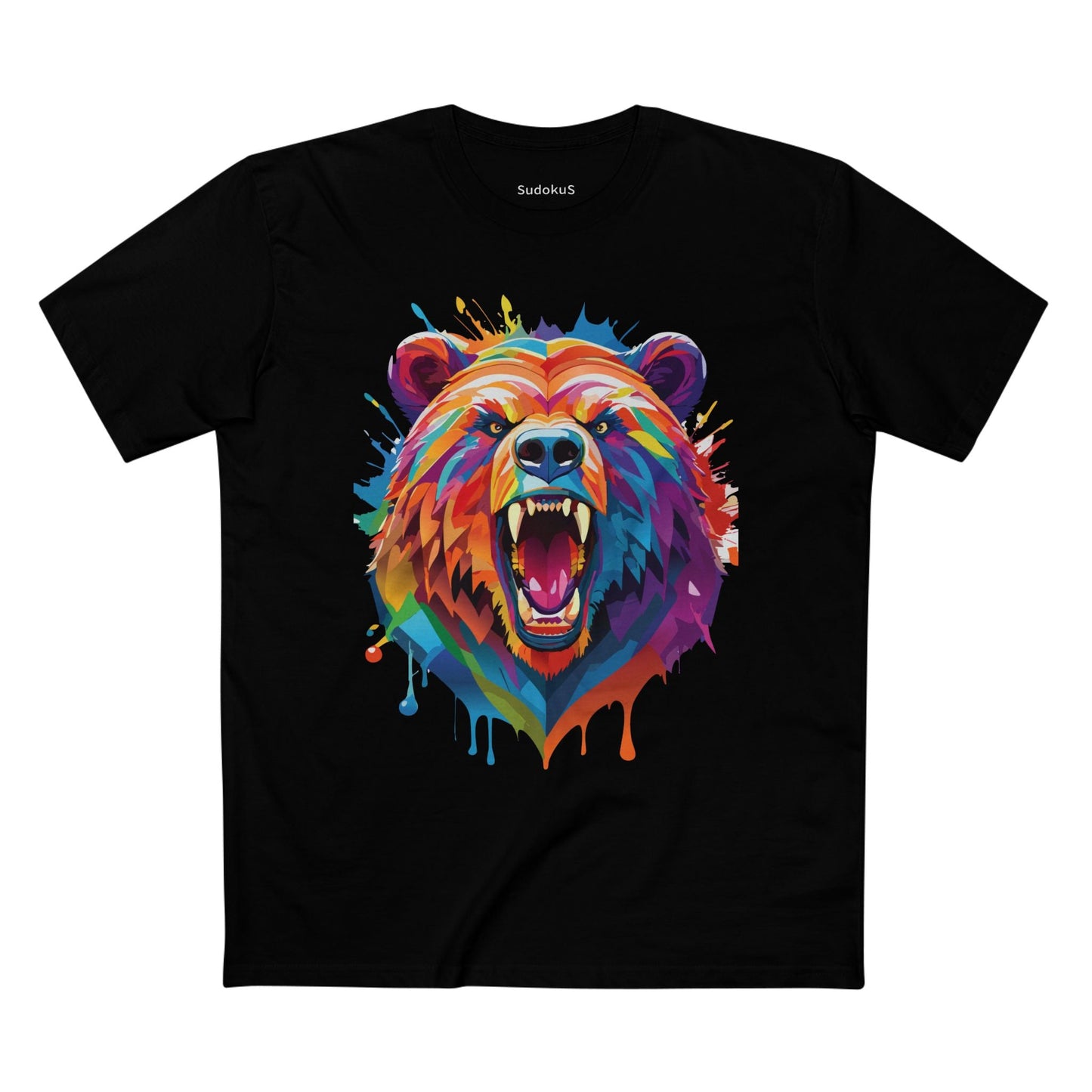 Bear Graphic Unisex 100 Cotton Staple Tee with Animal Design Artwork 13