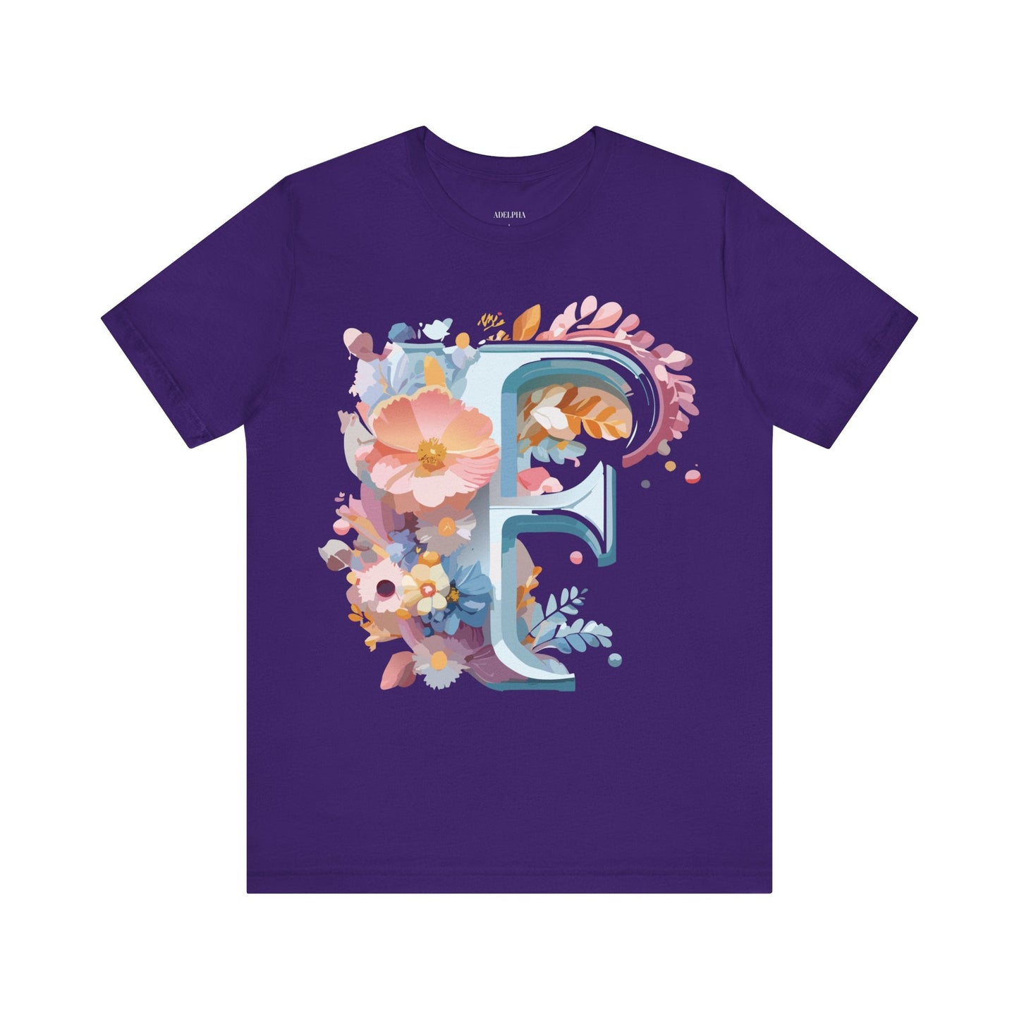 Letter F Graphic Tee Unisex Short Sleeve Vintage Inspired Adelpha Artwork Collection