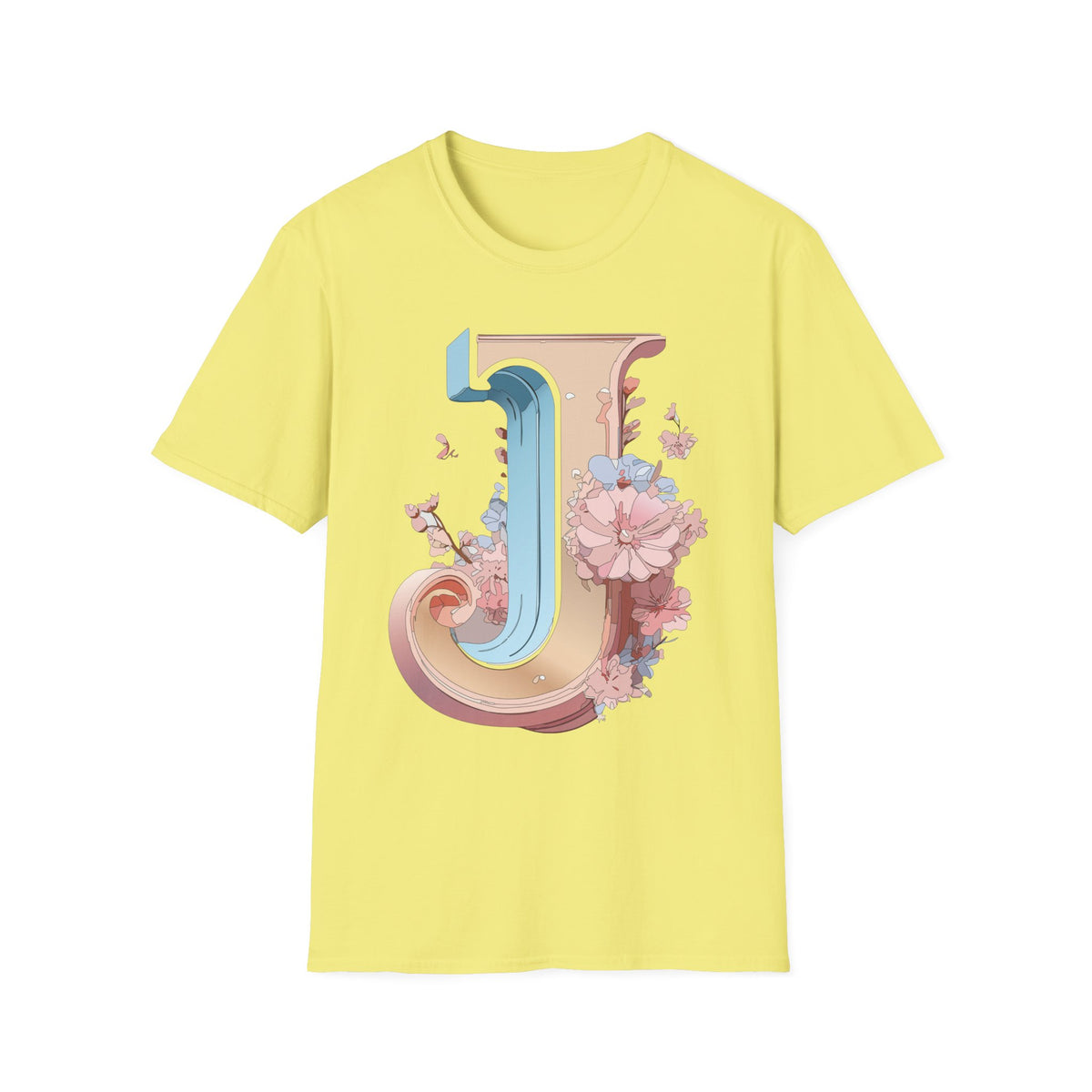 Floral Letter J T-Shirt | Botanical Monogram Tee