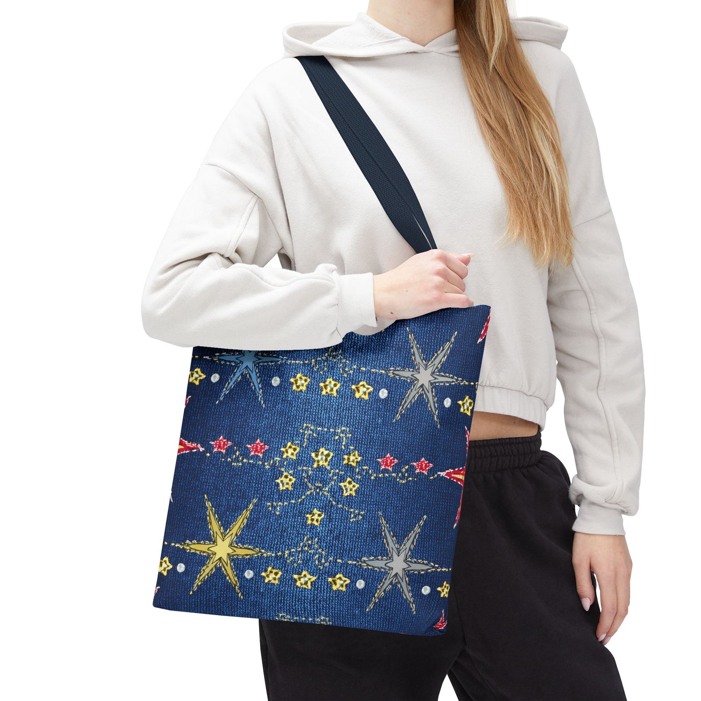 Denim Fabric Imitation Print Unisex Canvas Bag Poly Spun 3 Sizes Tote Bag 181