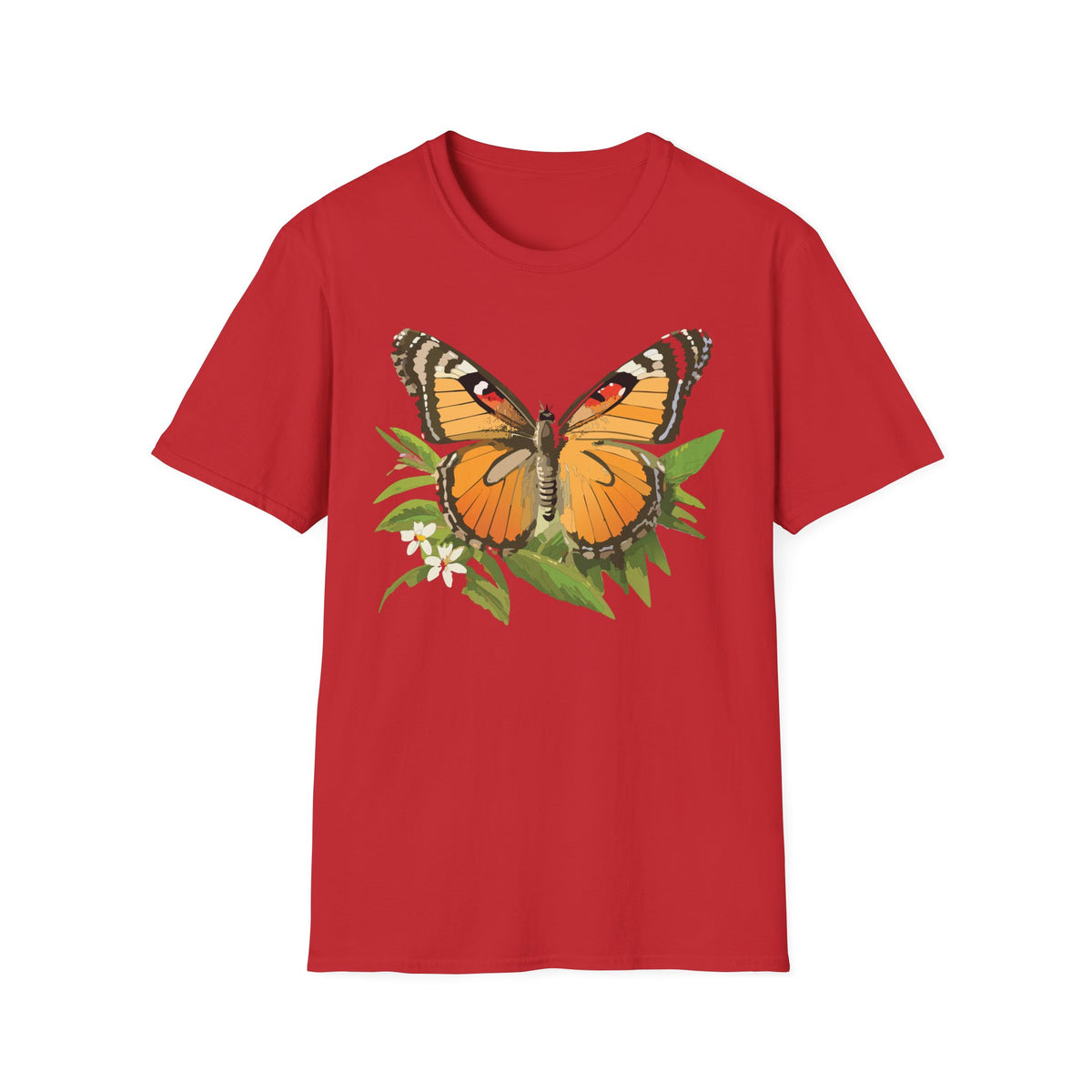 Butterfly Nature T-Shirt — Orange Monarch Illustration Graphic Tee Unisex 100 Cotton Gildan T-Shirt