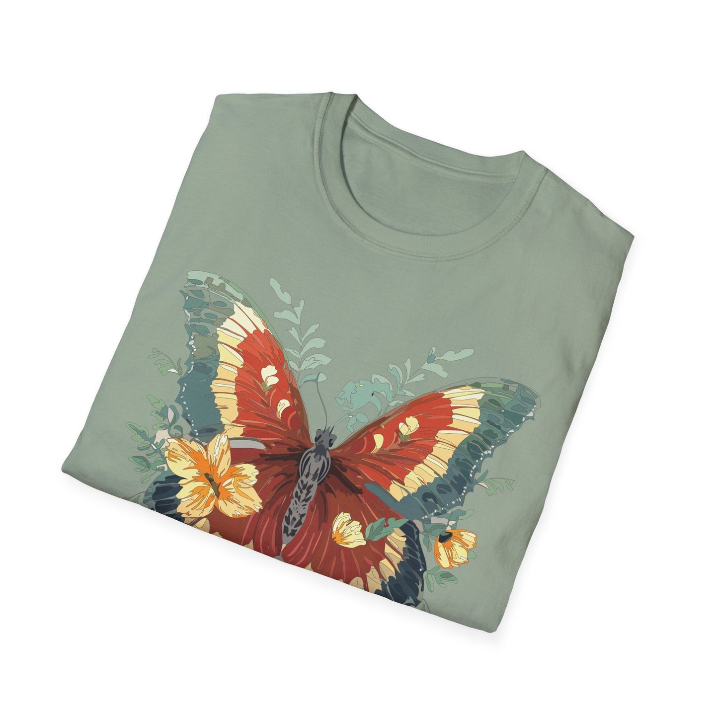 Butterfly T Shirt Unisex Gildan Softstyle 64000 Comfort Monarch Design 100 Percent Cotton