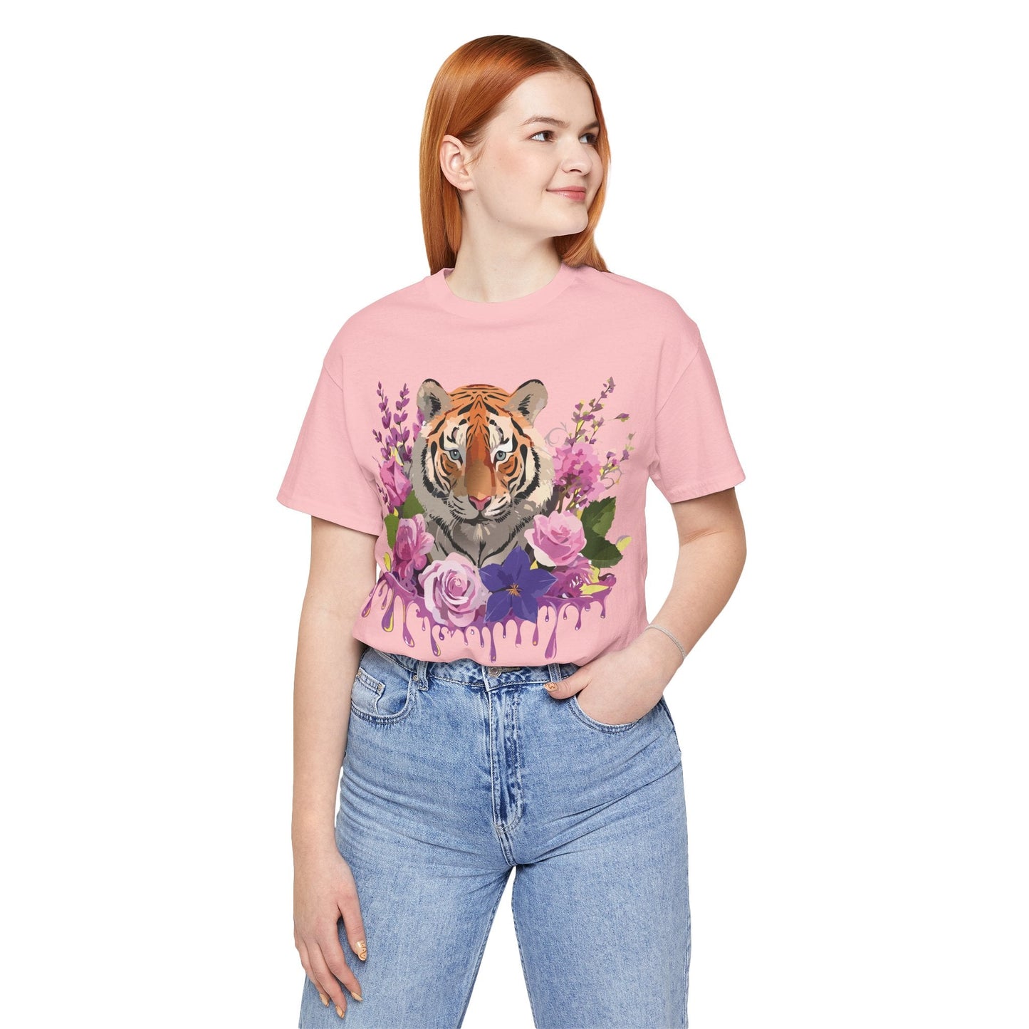 Tiger Graphic Tee Unisex Short Sleeve Vintage Inspired Art Design By Adelpha Premium