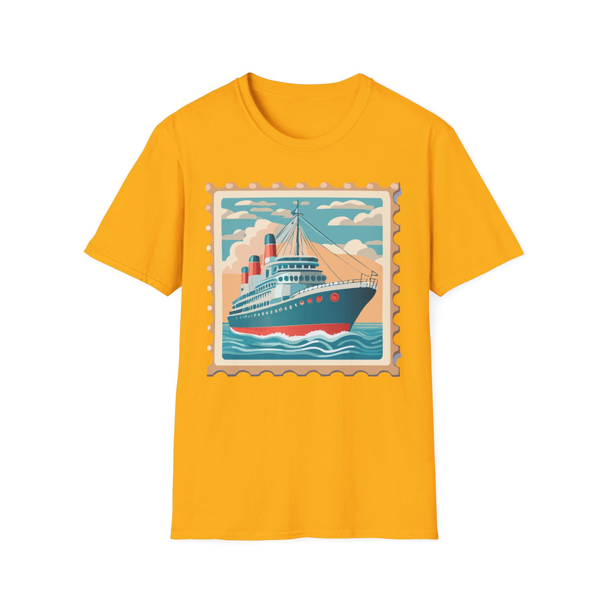 Vintage Ocean Liner Stamp T-Shirt | Retro Cruise Ship Tee