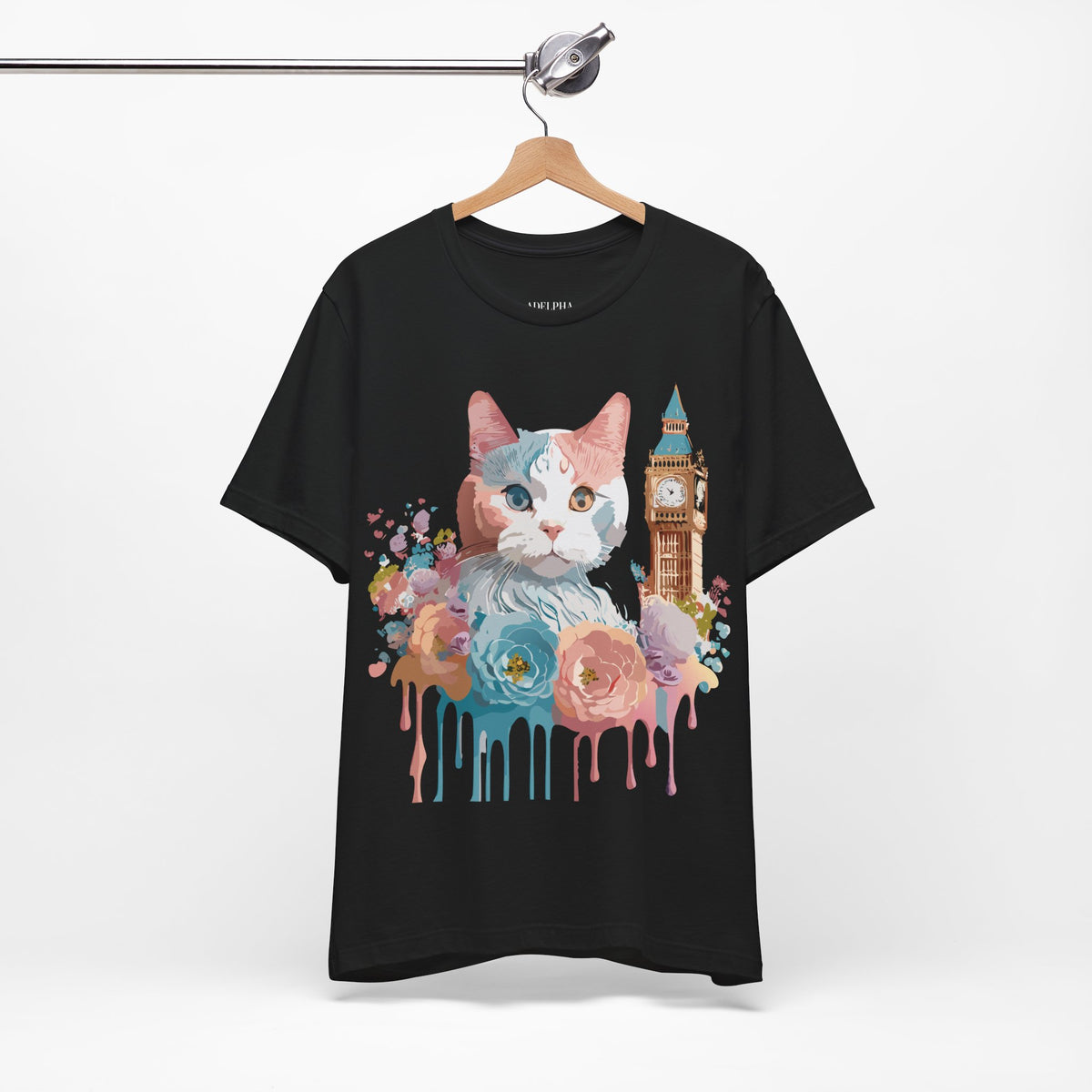 Cat Graphic Unisex Cotton Bella+Canvas Tee with Art Animal Design e100