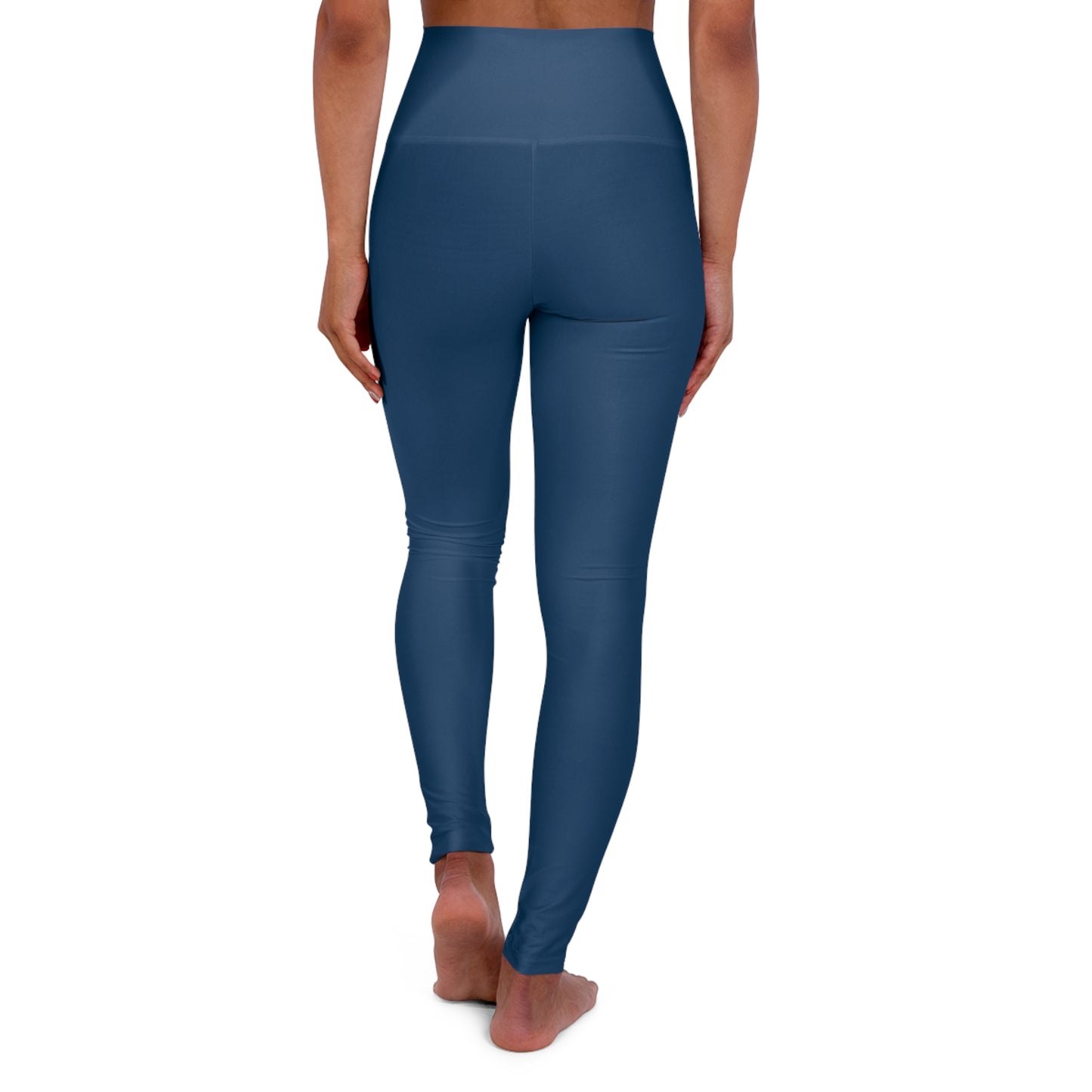 High-Waisted Yale Blue Yoga Leggings Women's Seamless Poly-Span Stretchy Navy Activewear Pants