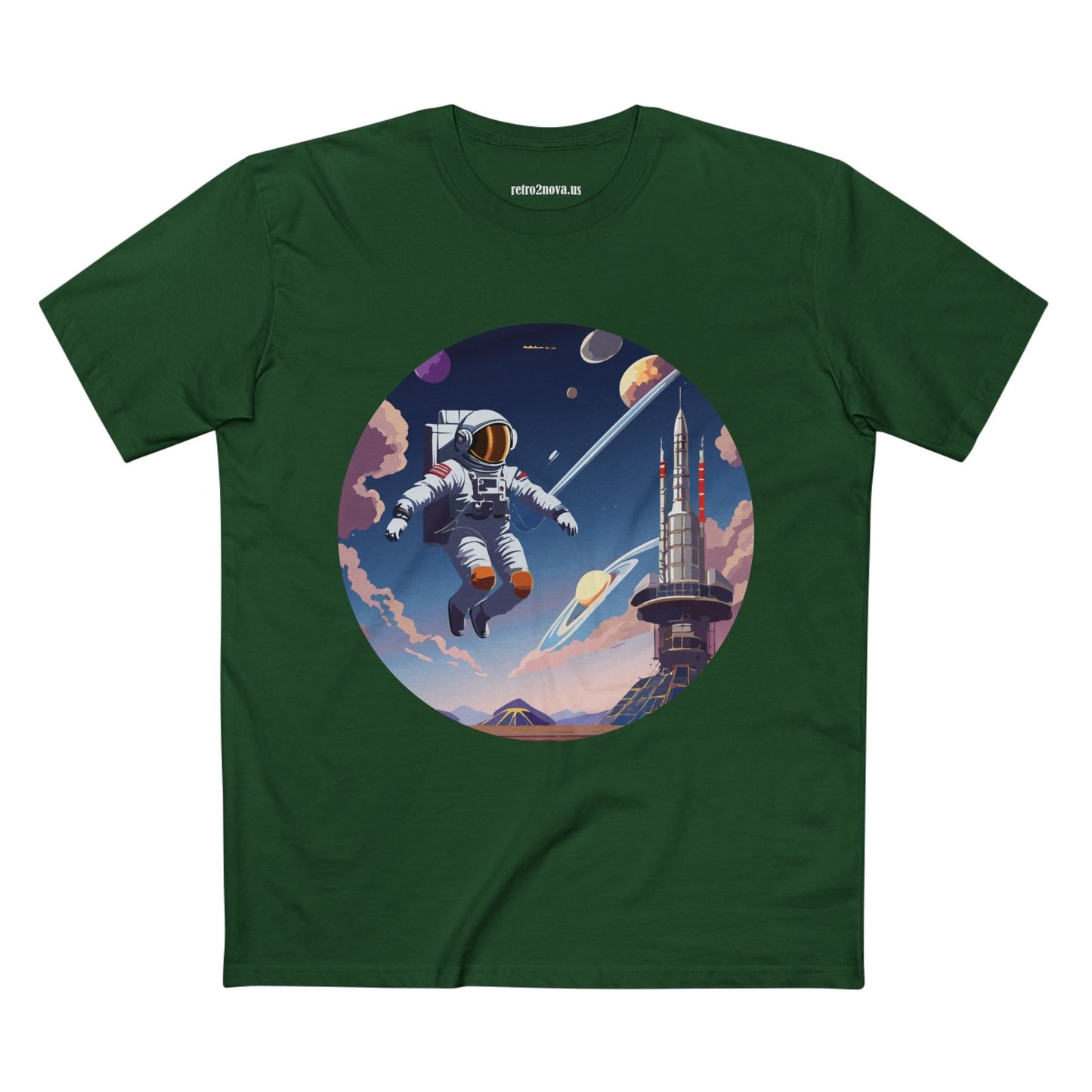 Cosmos Astronaut Shirt CS30 Unisex Premium Cotton Art Tee Featuring Retro2Nova Original Design