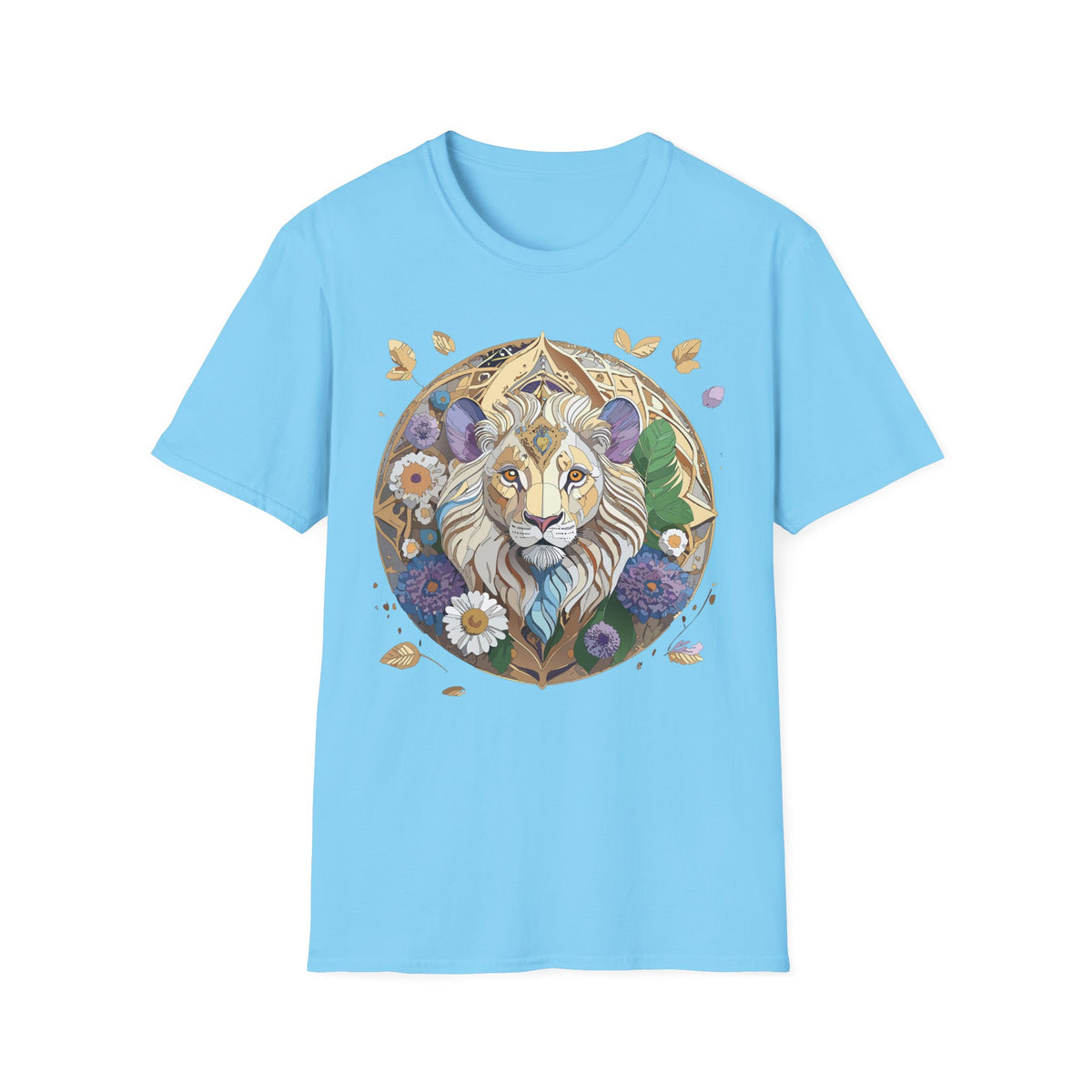 Floral Lion Illustration T-Shirt | Boho Mandala Lion Tee