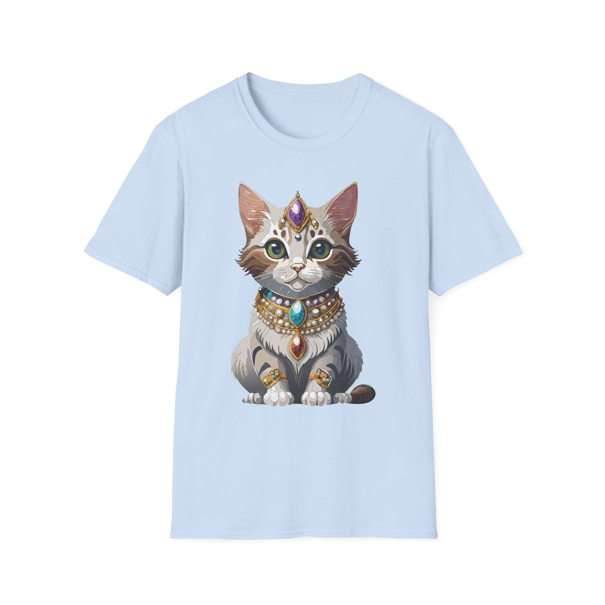 Jeweled Cat Portrait T-Shirt | Regal Kitty Illustration
