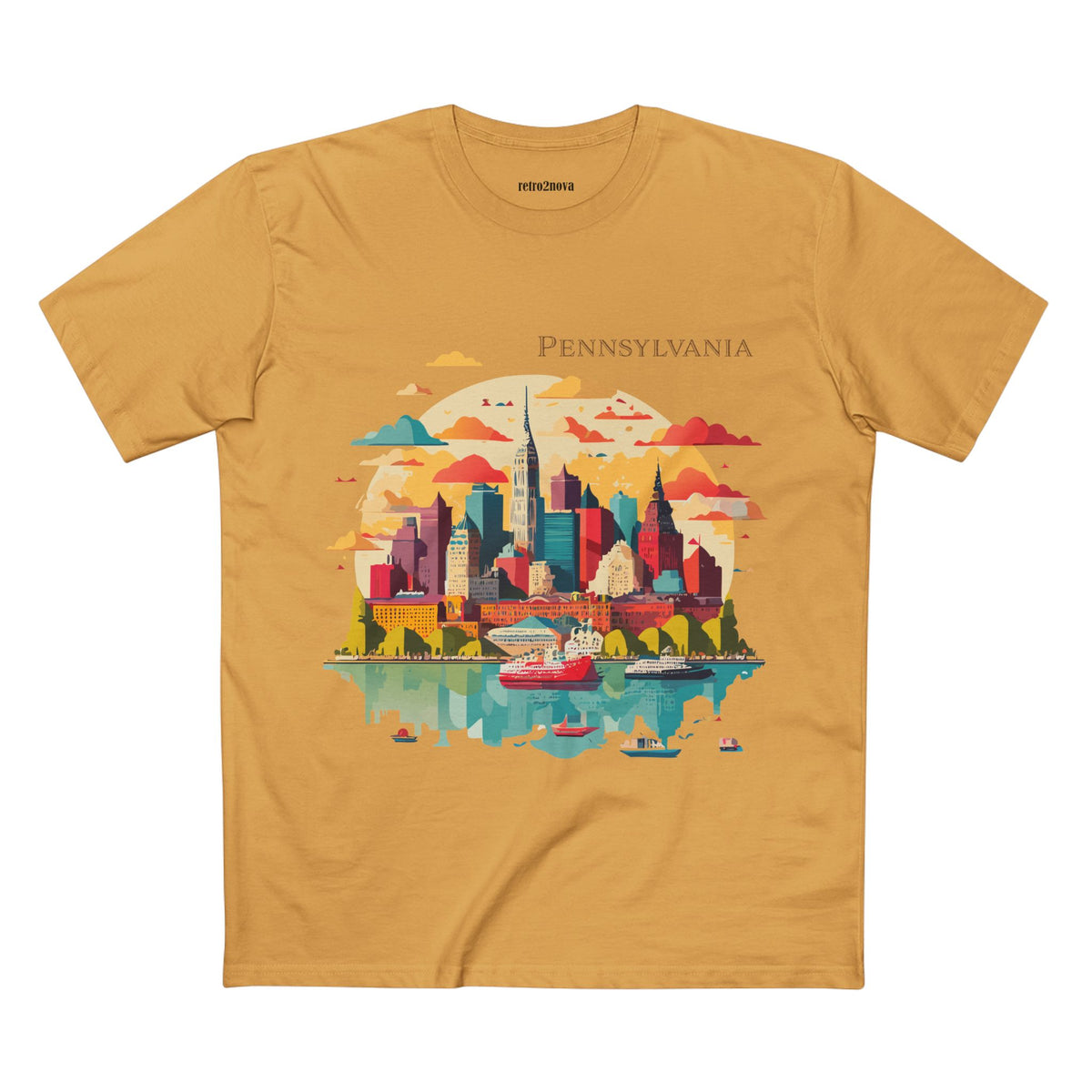 Pennsylvania Skyline tee | Cityscape illustration, river reflection
