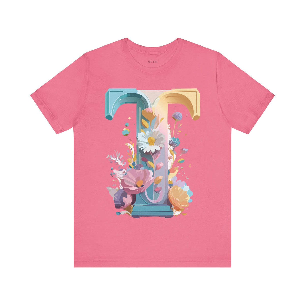 Letter T Graphic Unisex Cotton Bella+Canvas Tee with Art Letter Design