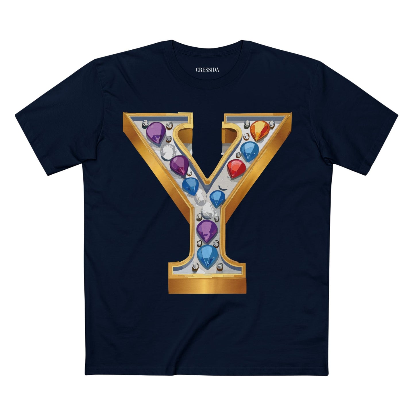 Letter Y Graphic Design Tee Unisex 100 Cotton With Antique Gold Letters Artwork T-Shirt