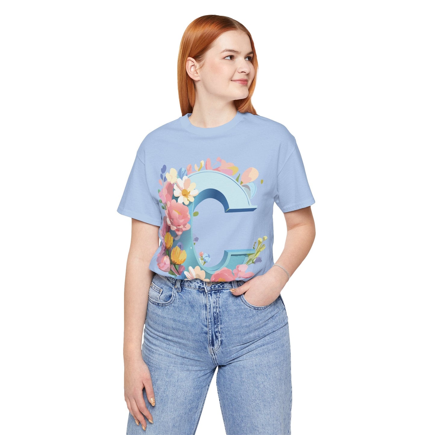 Letter C Shirt Graphic Tee Unisex Short Sleeve Vintage Art Adelpha Premium Quality