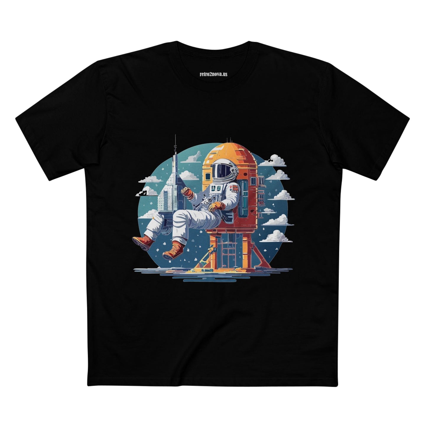 Cosmos Astronaut Shirt Unisex Premium Cotton Tee CS43 Original Art Design Retro2Nova Art Collection