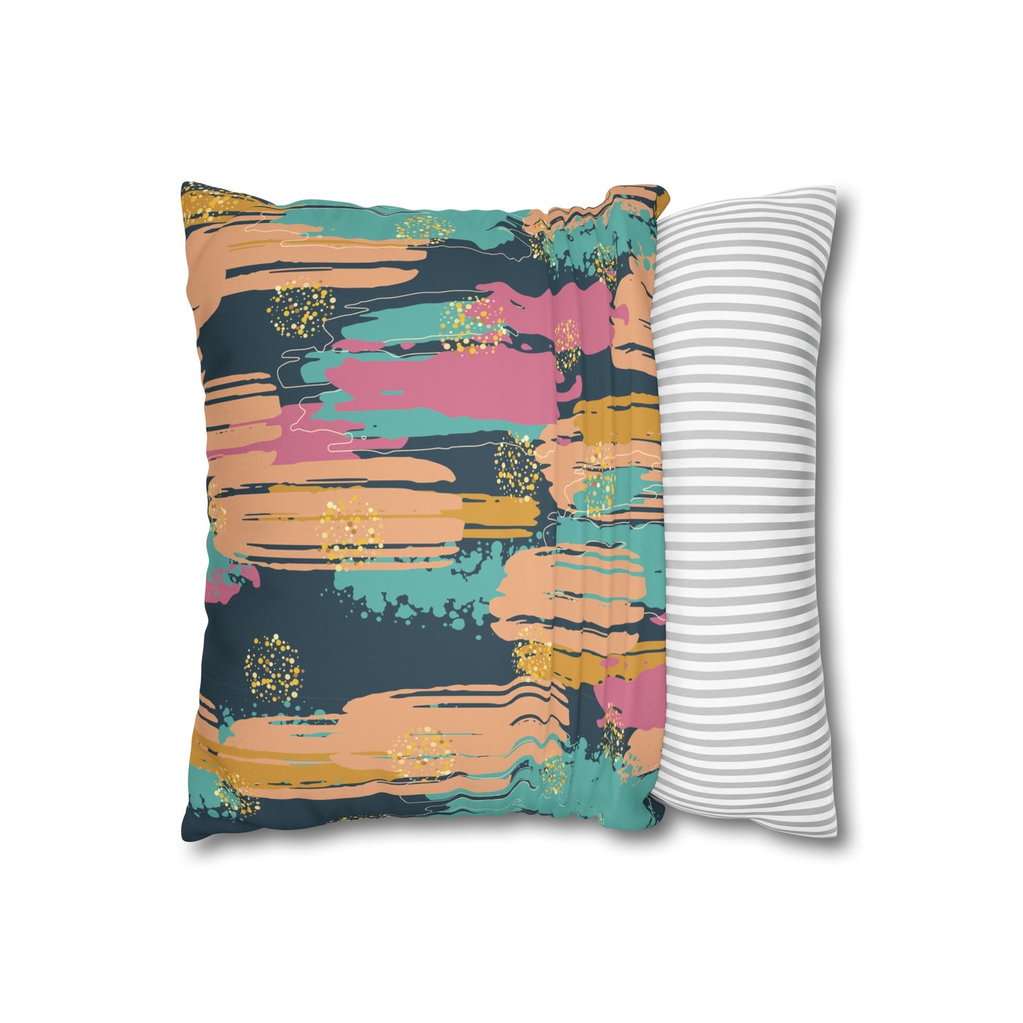 Faux Suede Pillowcase with Abstract print