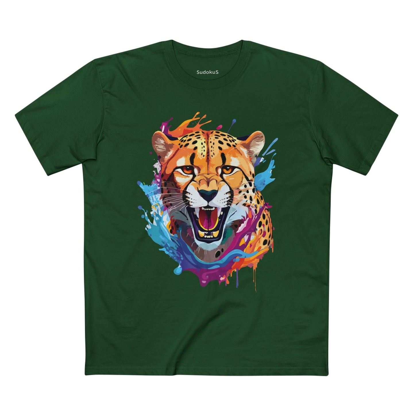 Cheetah Graphic Unisex 100 Cotton Staple Tee with Animal Design Artwork 23