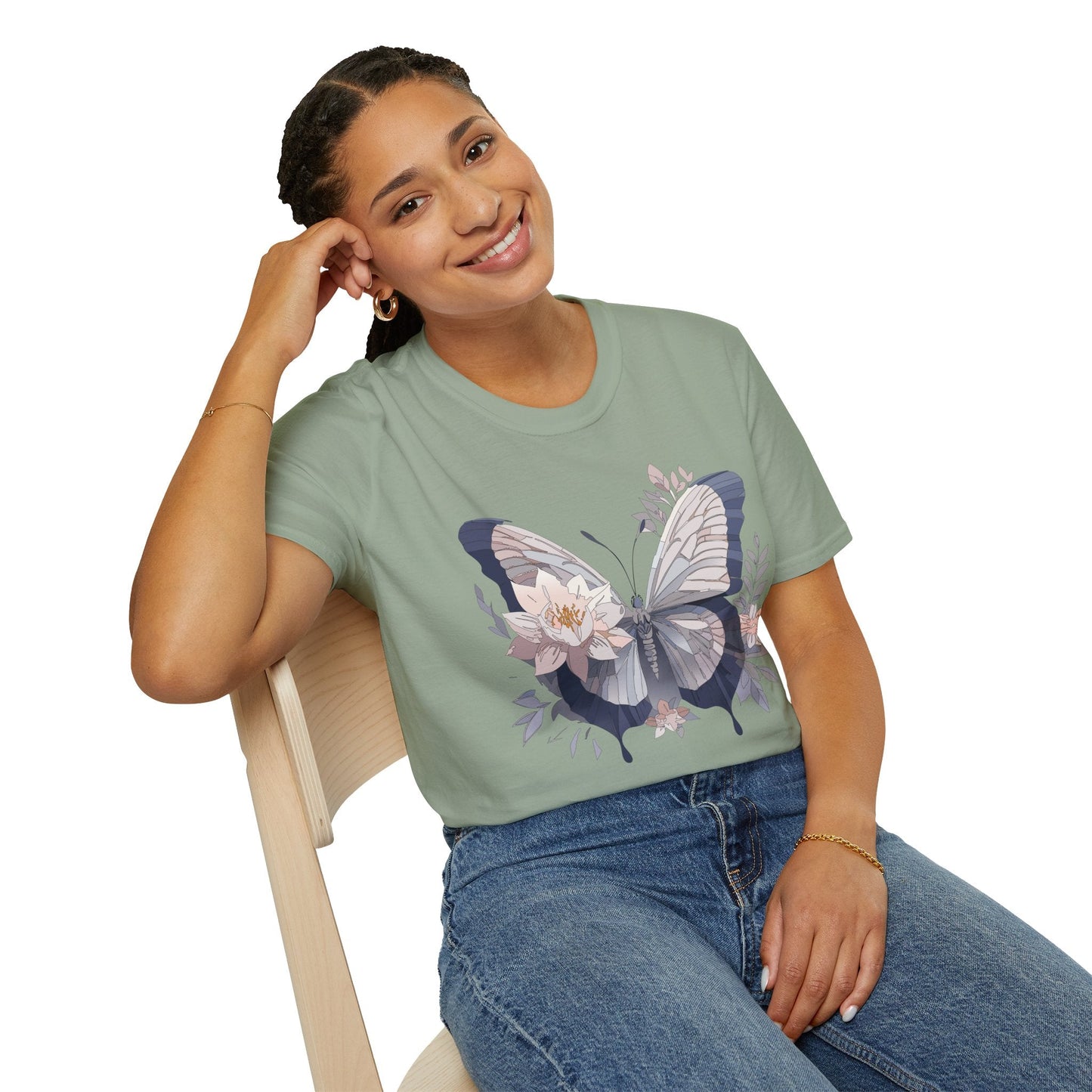 Butterfly T Shirt Unisex Monarch Print Softstyle Cotton Tee for Everyday Comfort