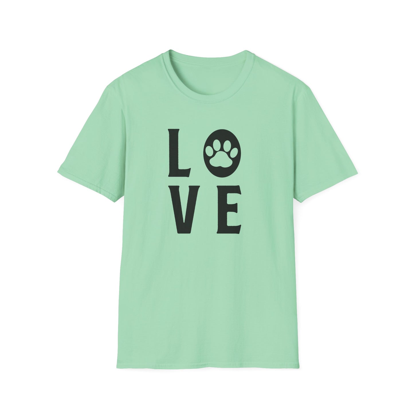 Love Paw T-Shirt Unisex Cotton Short Sleeves Pet Lover Tee with Paw Print