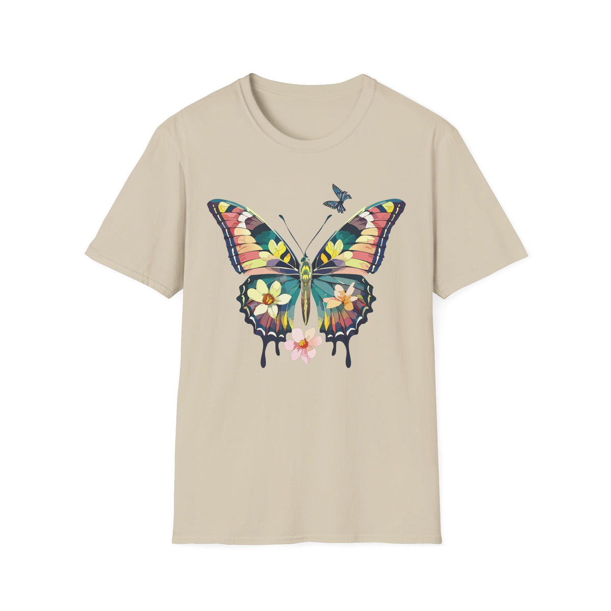 Butterfly Watercolor T-Shirt — Floral Drip Wings Graphic Tee Unisex 100 Cotton Gildan T-Shirt