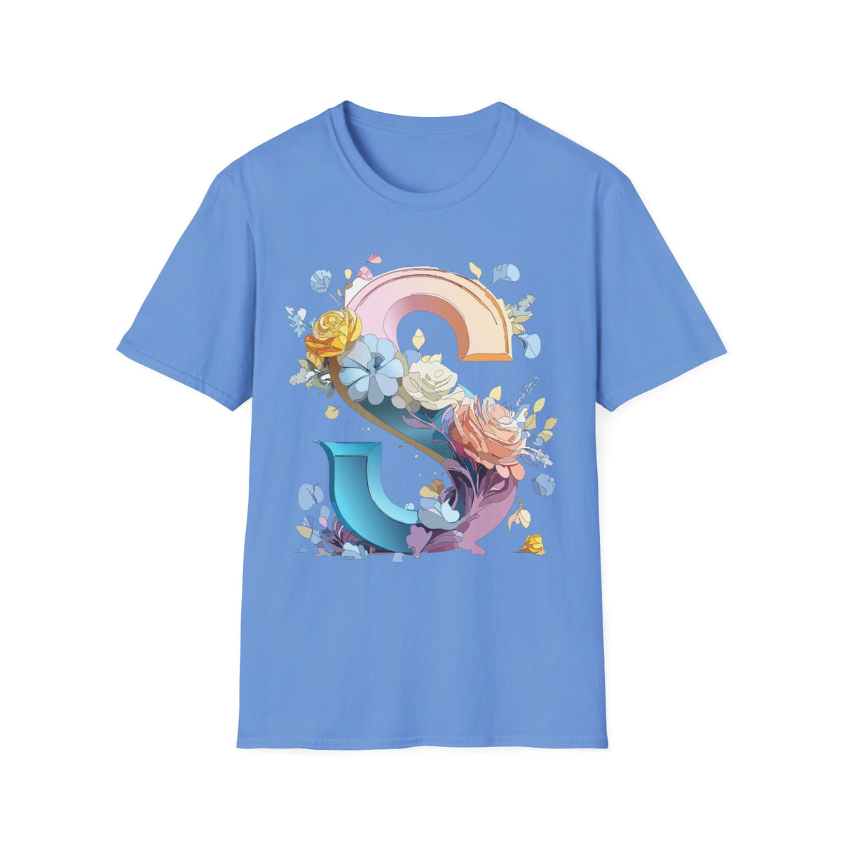 Floral Rainbow Letter S T-Shirt | Floral Initial Tee