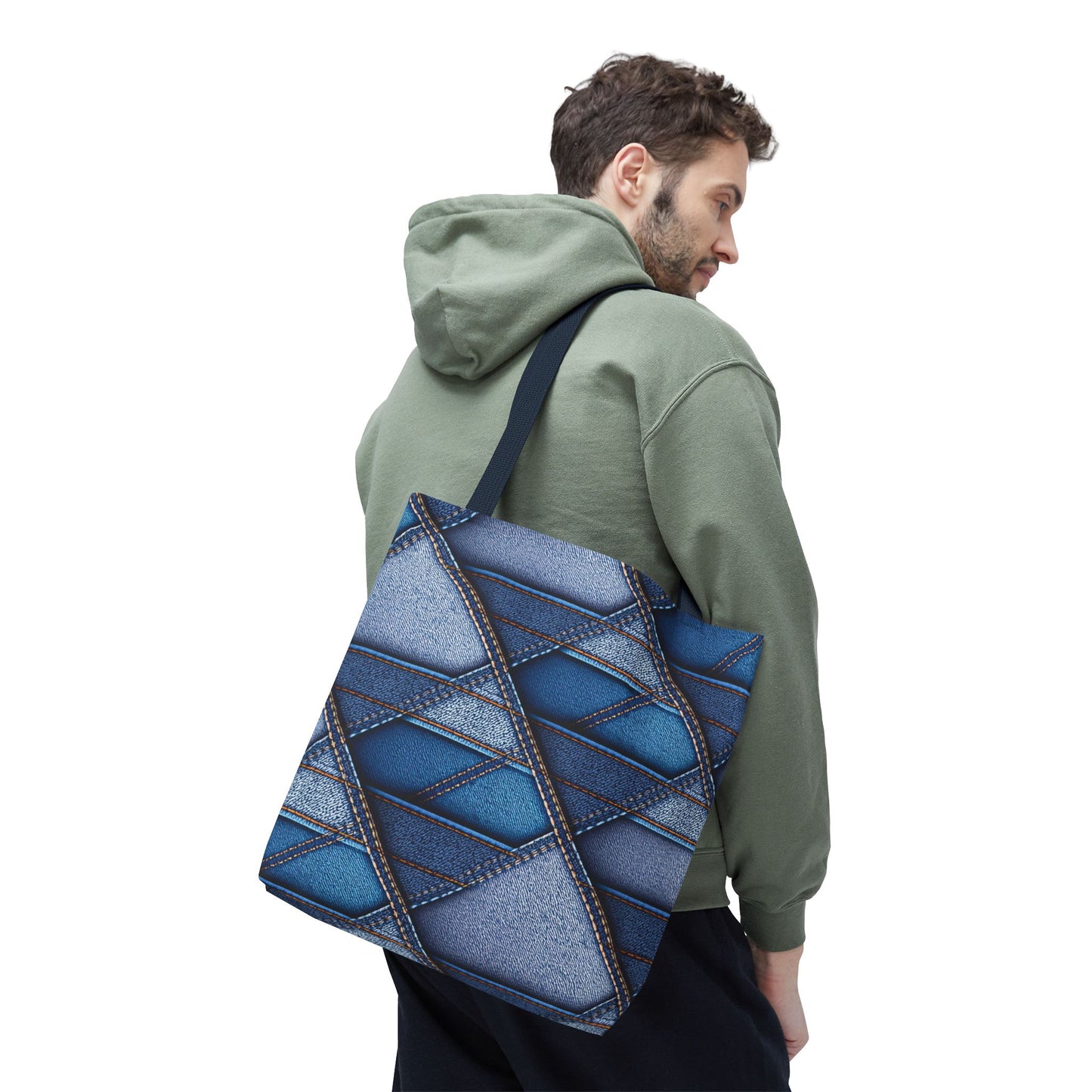 Denim Fabric Imitation Print Unisex Canvas Bag Poly Spun 3 Sizes Tote Bag 100