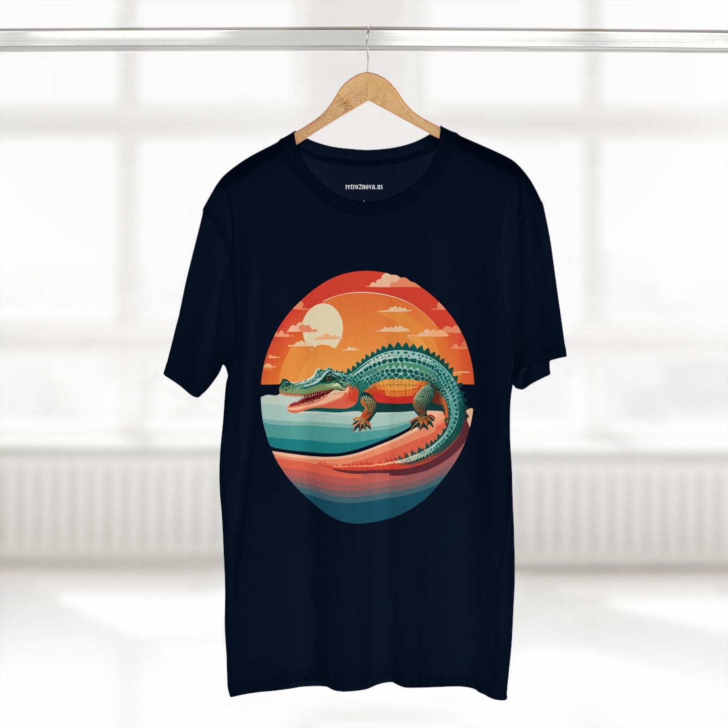 Unisex Crocodile Animal Shirt With Original Art Design Retro2Nova Premium Cotton Staple Tee For Everyday Comfort