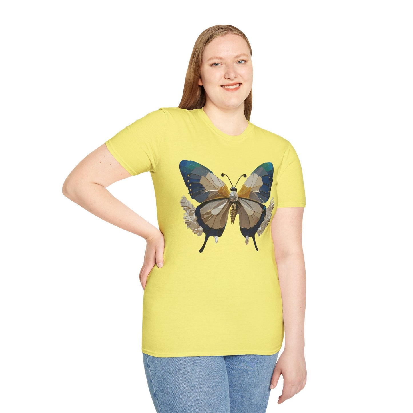 Butterfly Themed Unisex T Shirt With Monarch Design Gildan Softstyle 64000 Premium Ring Spun Cotton