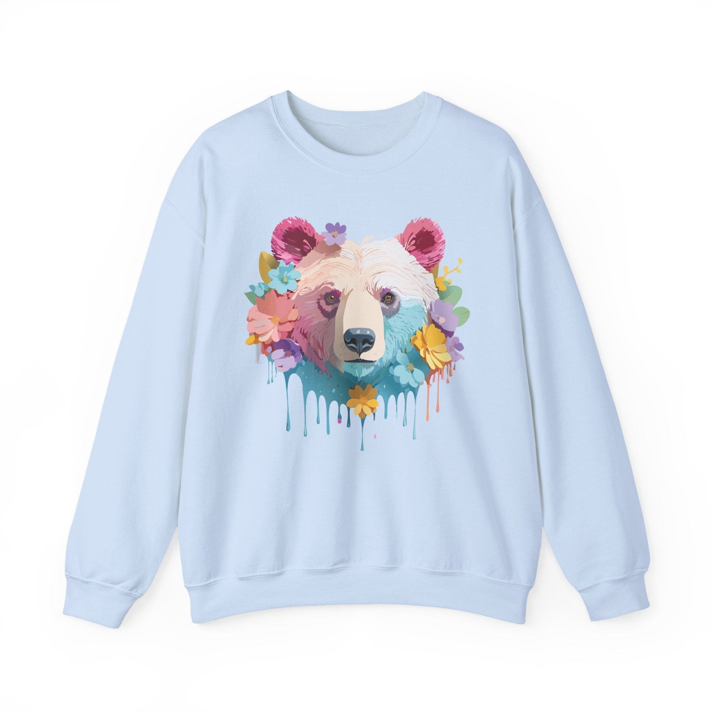Unisex Floral Bear Sweatshirt Gildan 18000 Art Design Animals