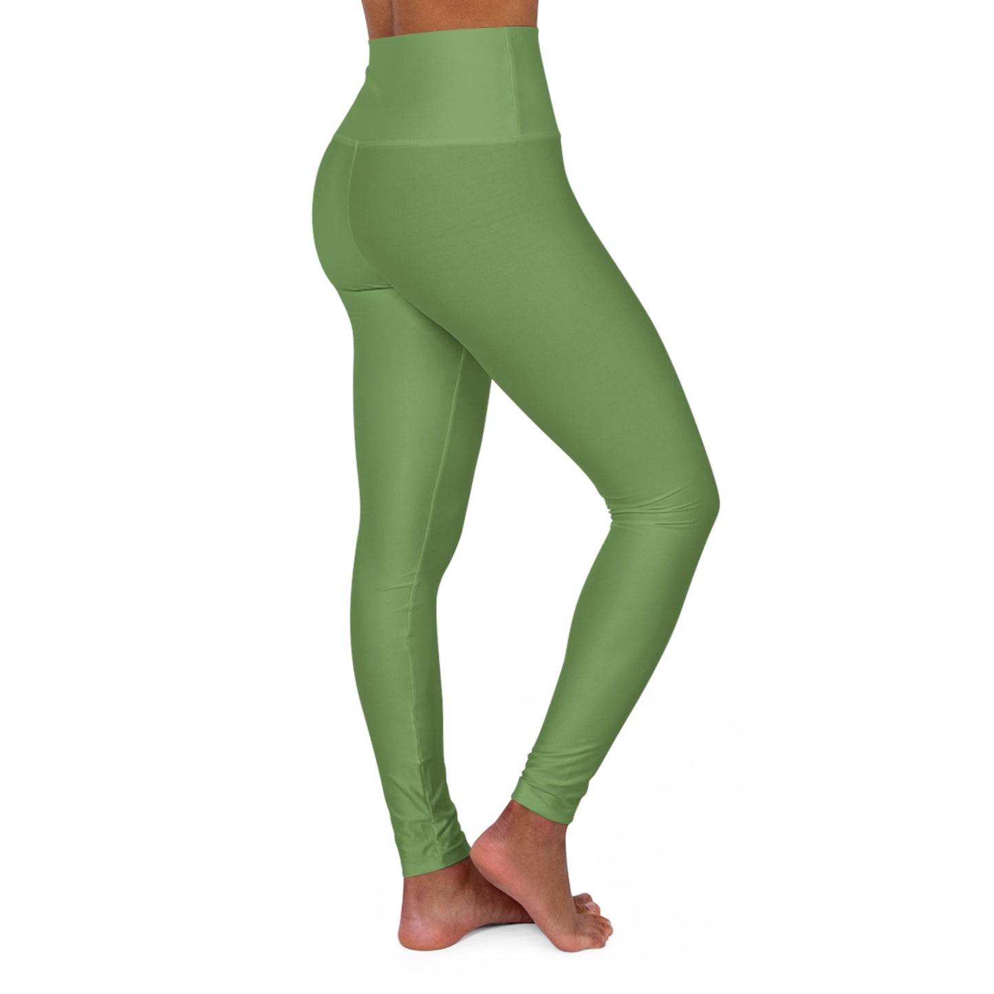 Sage Green Color High-Waist Yoga Leggings Women's Seamless Poly-Span Stretchy Pants XS-2XL