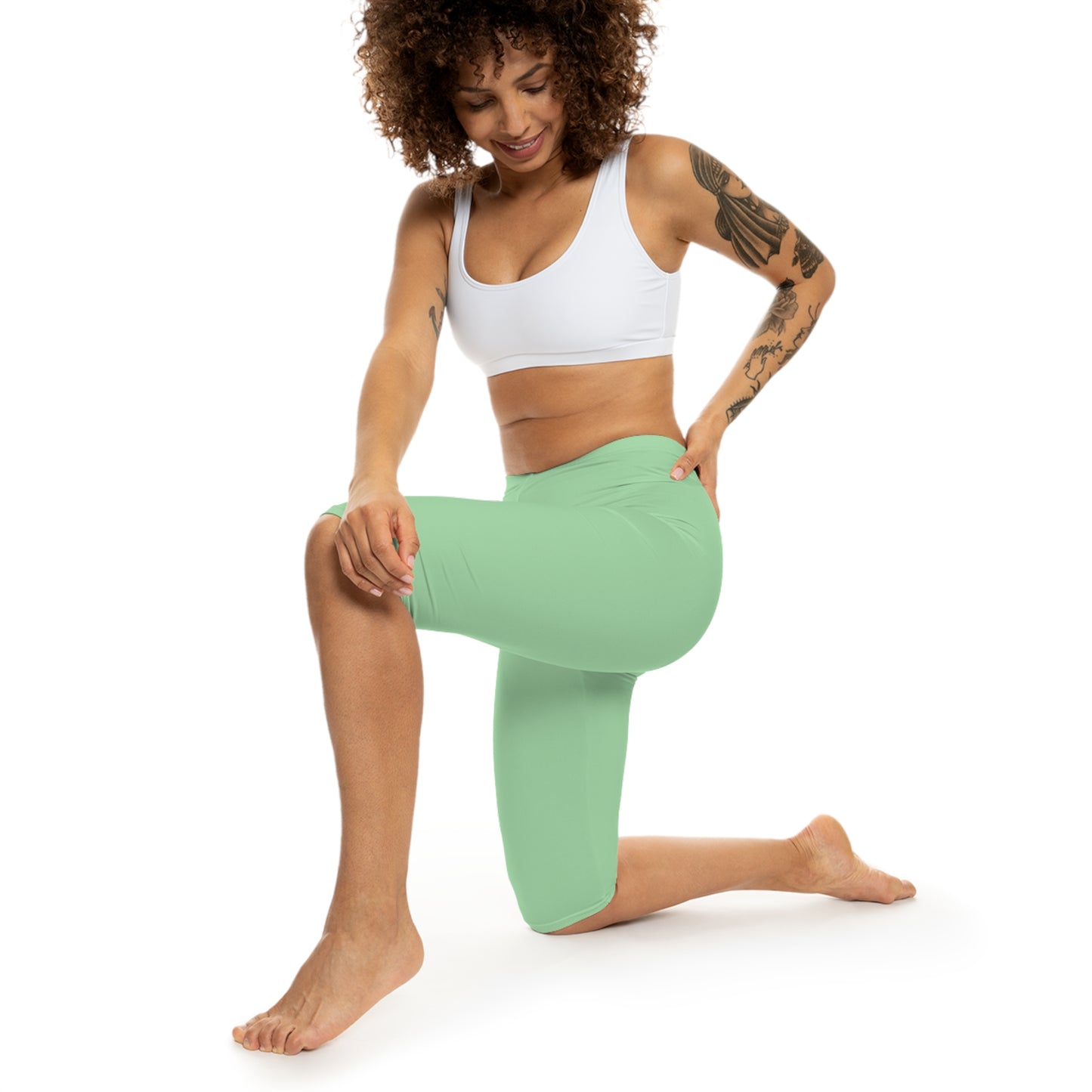 Celadon Color Women's Brushed Suede Poly Span Casual Capri Leggings XS-2XL