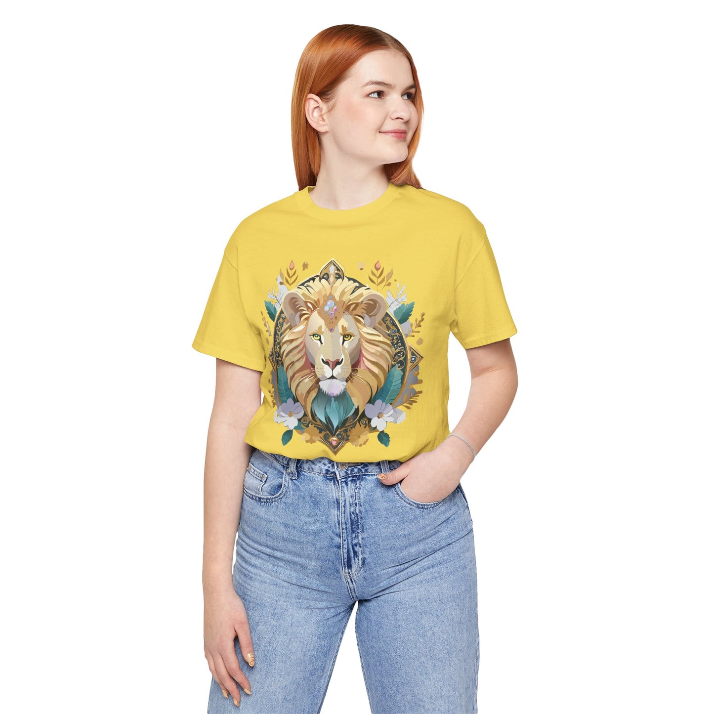 Unisex Lion Graphic Tee, Animal Shirt, Tee Shirt with Lion, Medallion T-Shirt, Animal Medallion Tees 2