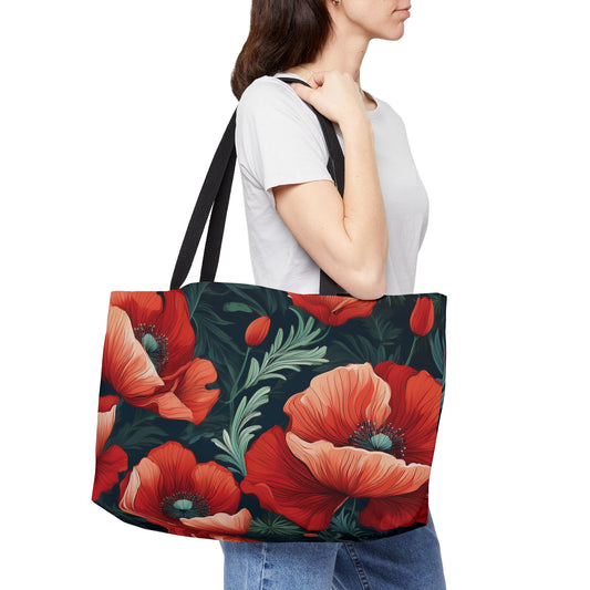 Floral Print Poly Canvas Weekender Bag 3