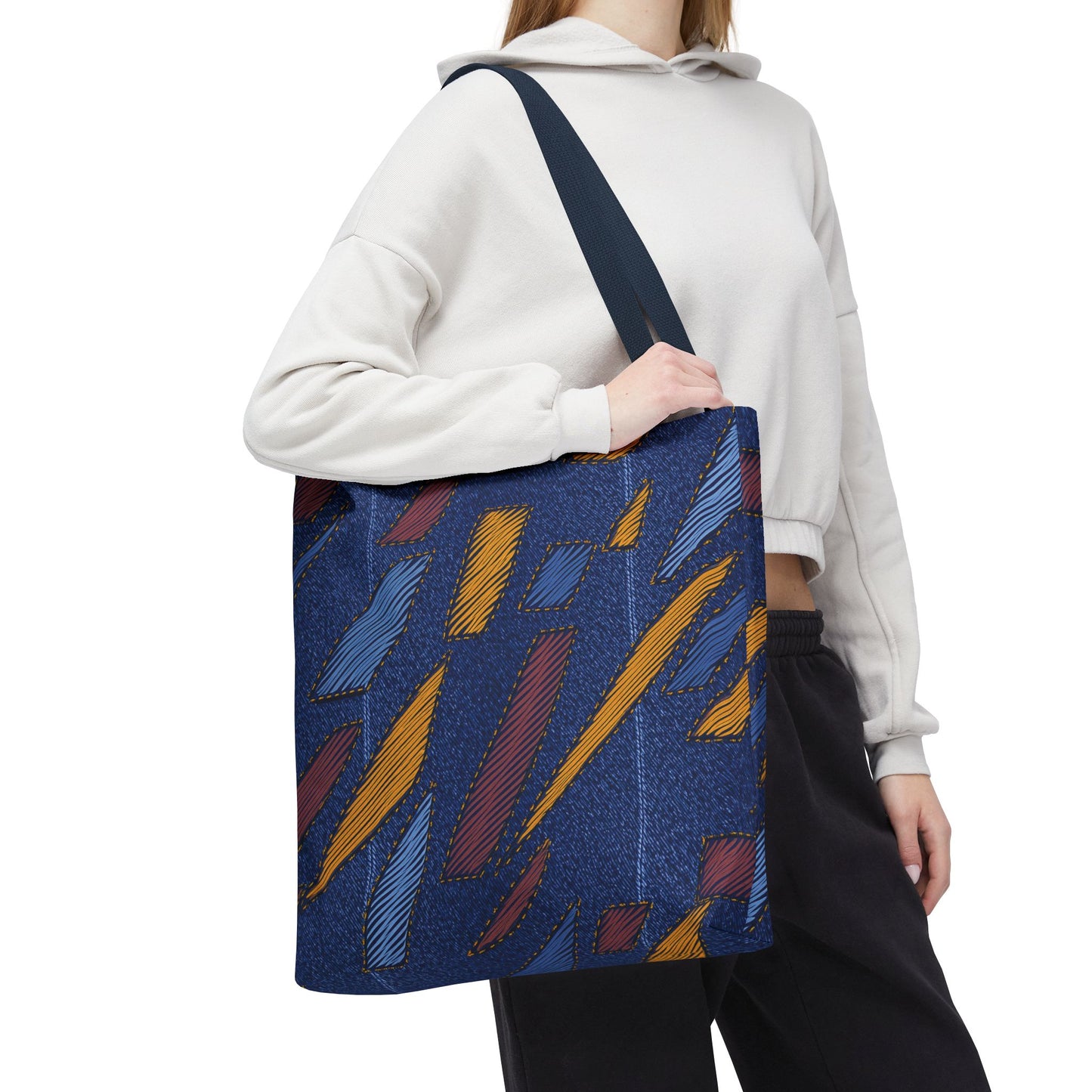 Denim Fabric Imitation Print Unisex Canvas Bag Poly Spun 3 Sizes Tote Bag 149