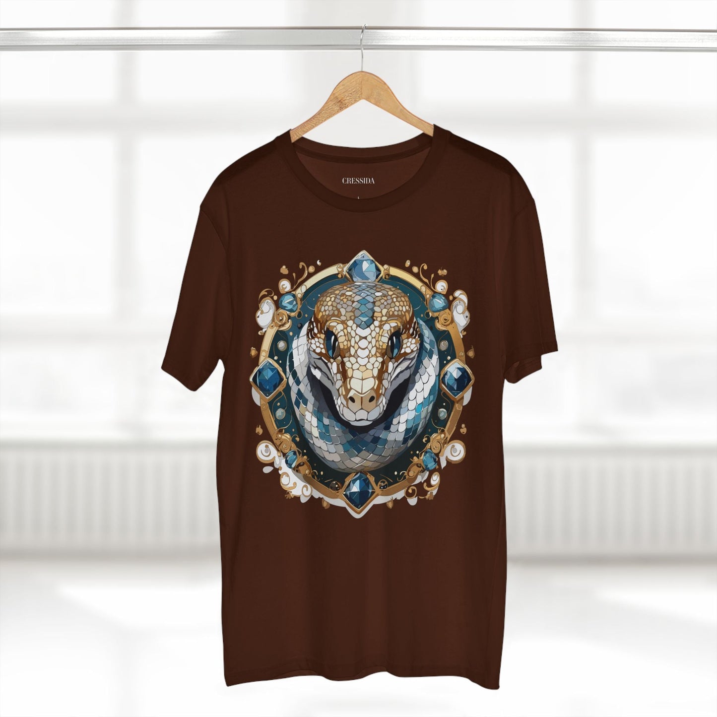 Snake Graphic Unisex 100 Cotton Tee With Unique Animal Golden Medallion Art Design 42
