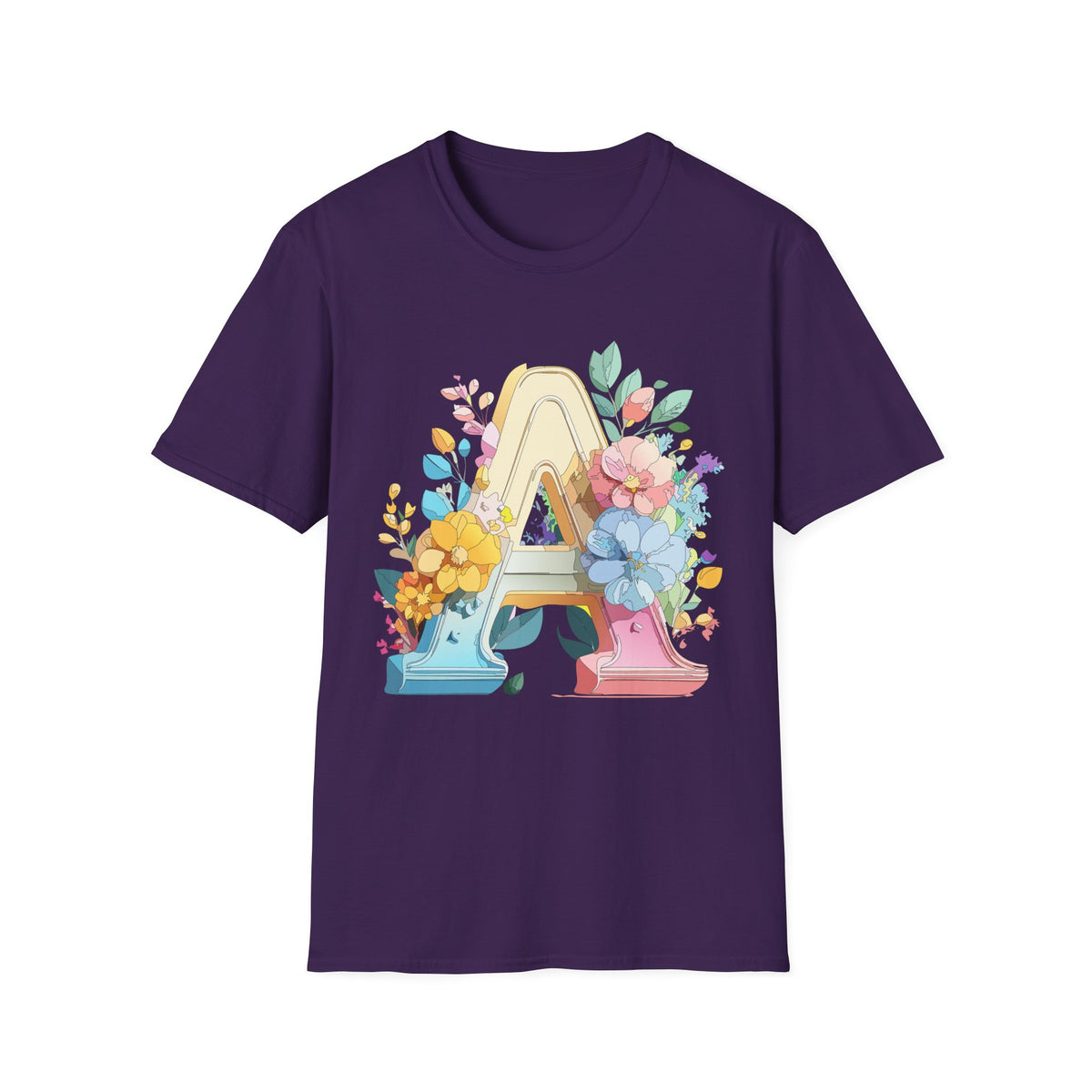 Floral Letter A Monogram T-Shirt | Botanical Initial Tee