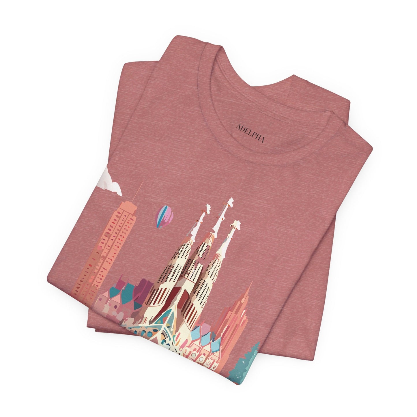 Adelpha Graphic Tee Barcelona Style Unisex Jersey Short Sleeve Vintage Inspired Shirt Casual Wear
