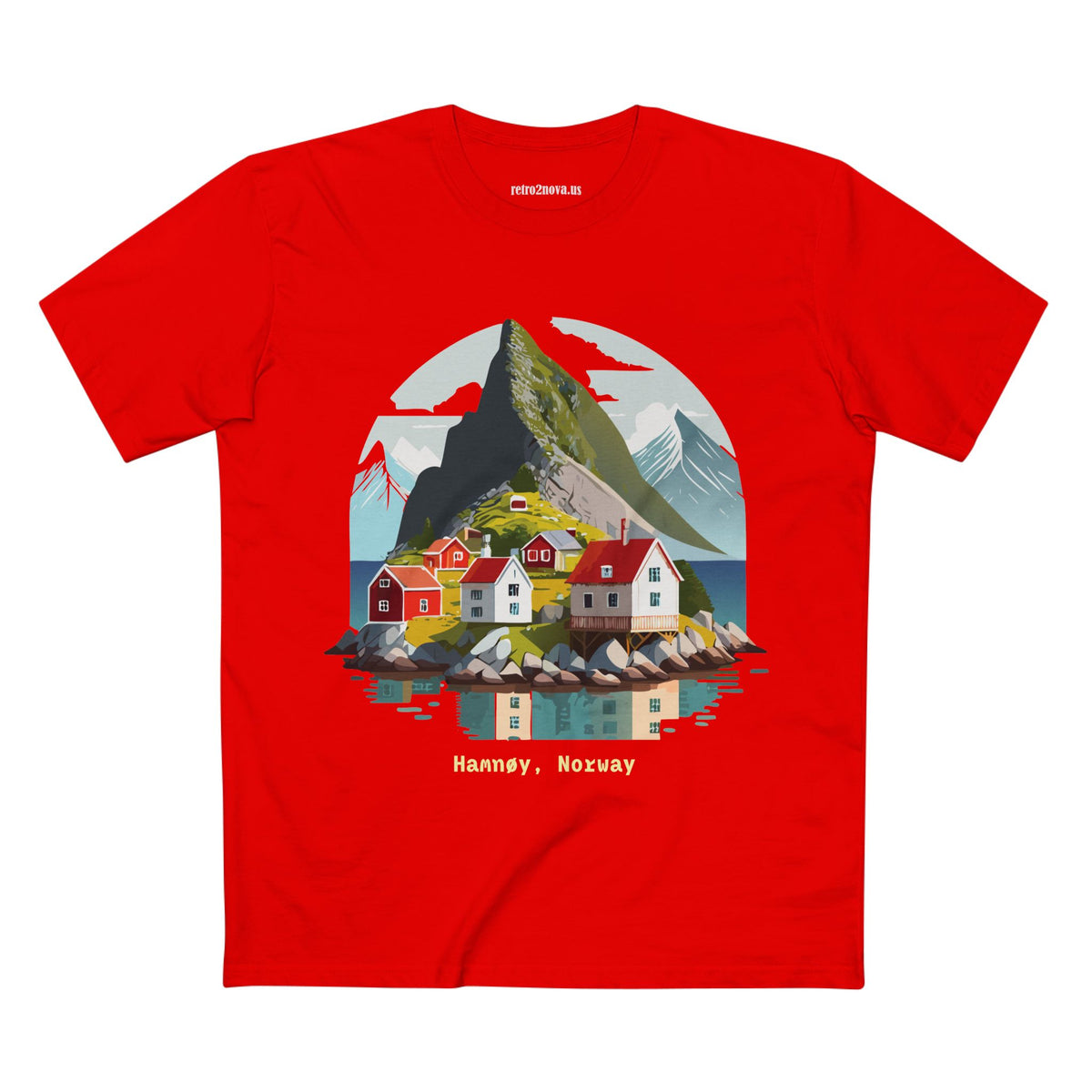 Hamnøy Norway Village Illustration Tee | Scandinavian Coastal Landscape