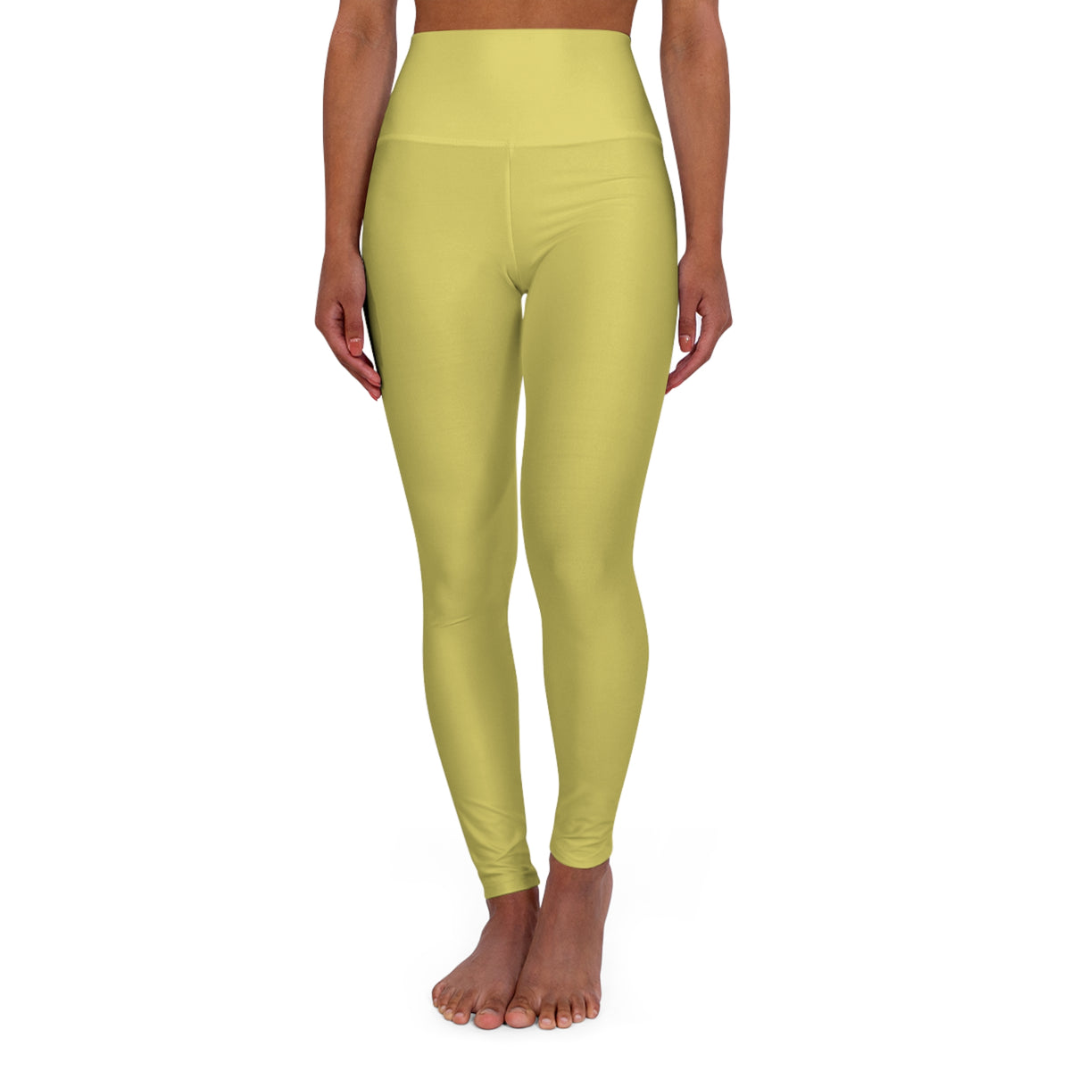 Golden Sand Color High-Waist Yoga Leggings Women's Seamless Poly-Span Stretchy Pants XS-2XL