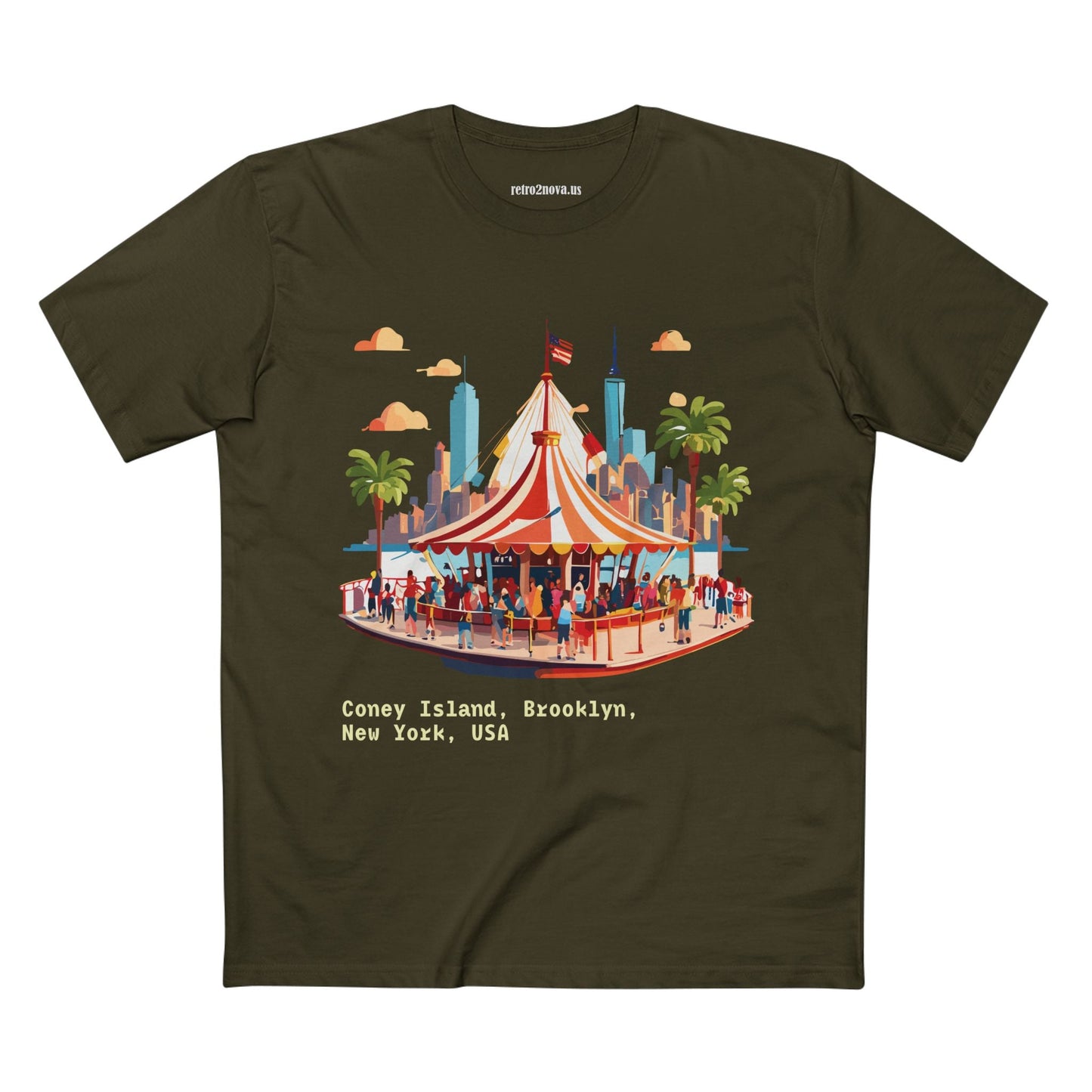 Retro2Nova Unisex Premium Cotton Art Tee With Original Brooklyn Travel Shirt Design