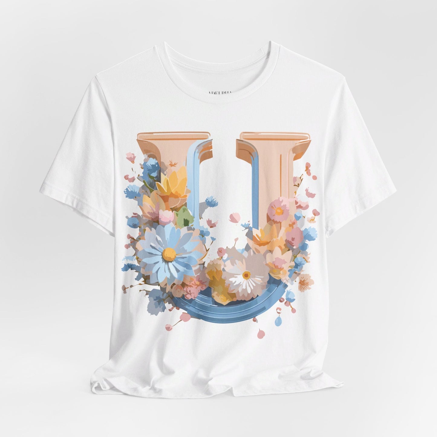 Letter U Shirt Unisex Graphic Tee By Adelpha Vintage Inspired Short Sleeve Art Design
