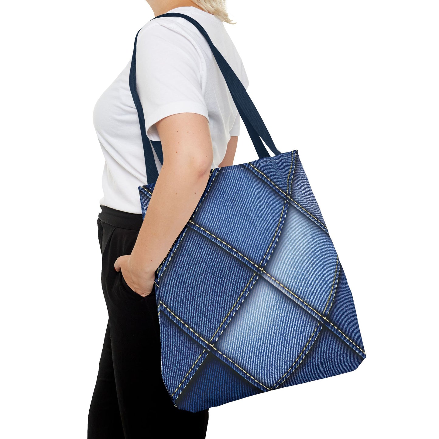 Denim Fabric Imitation Print Unisex Canvas Bag Poly Spun 3 Sizes Tote Bag 101