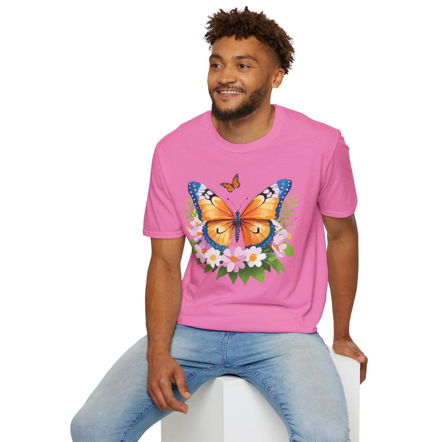 Butterfly Shirt Unisex Cotton Tee Monarch Butterfly Design Gildan Softstyle 64000 Short Sleeve
