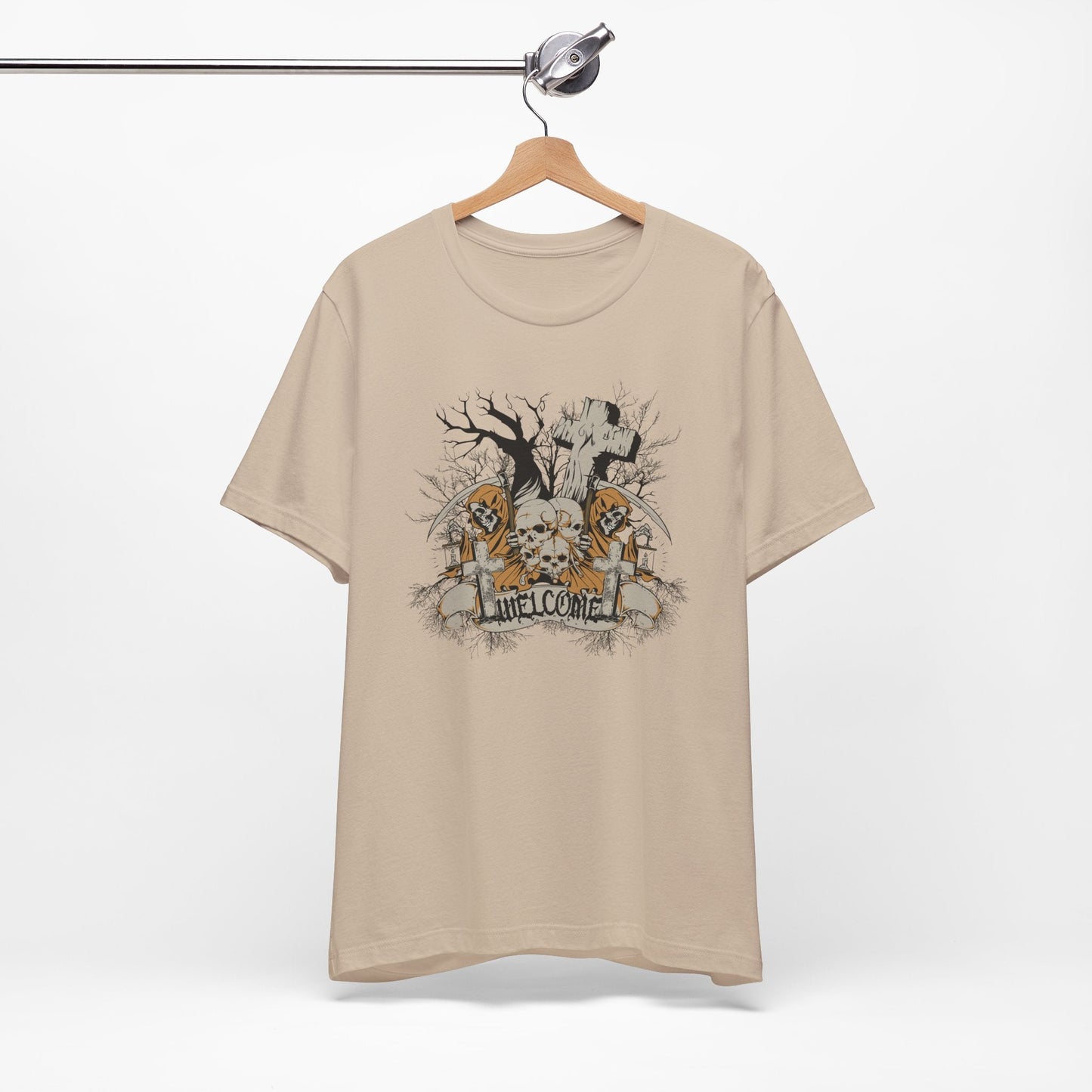 Skull Halloween Graphic Design Unisex Cotton T-Shirt Art-50