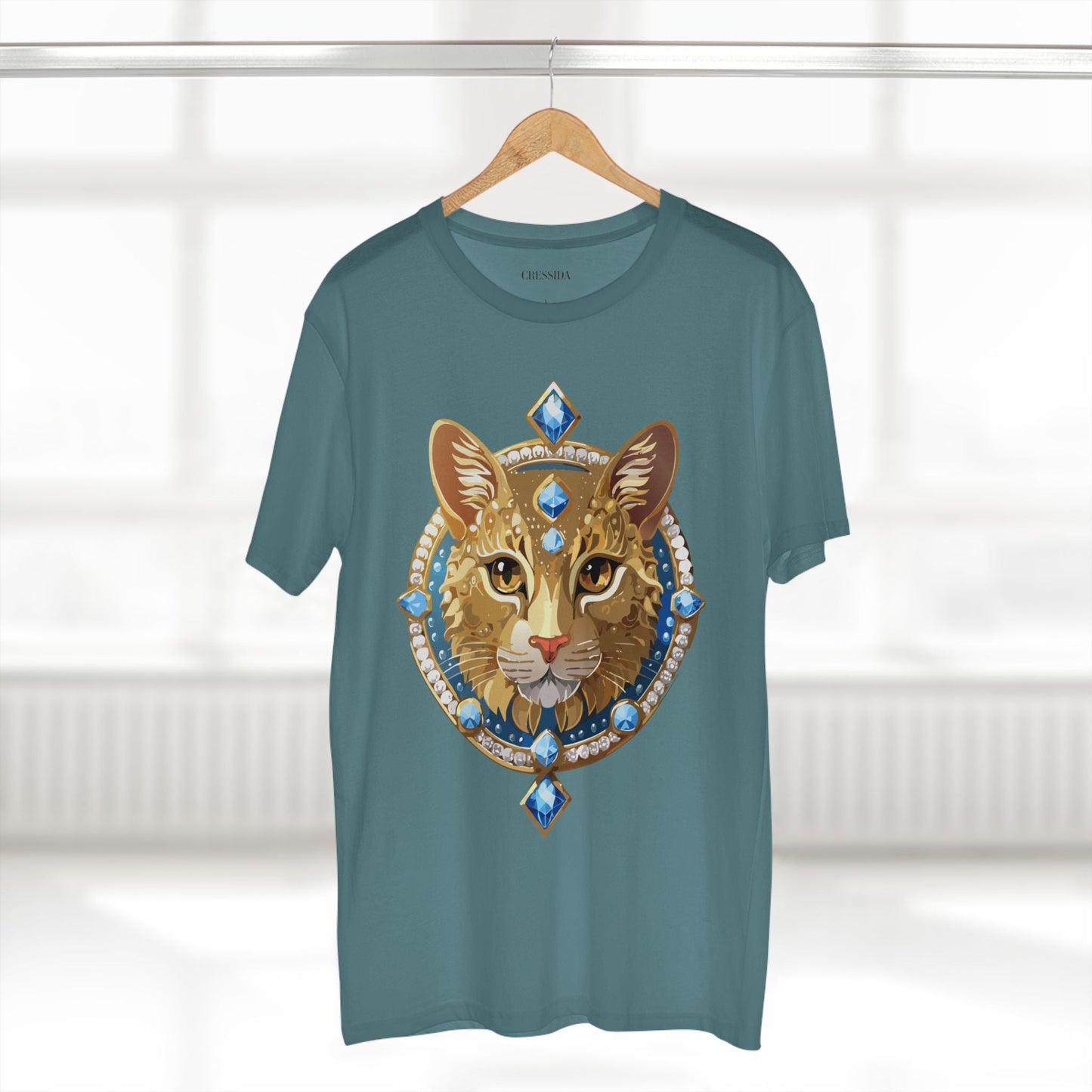 Cat Graphic Unisex 100 Cotton Tee With Unique Animal Golden Medallion Art Design 10
