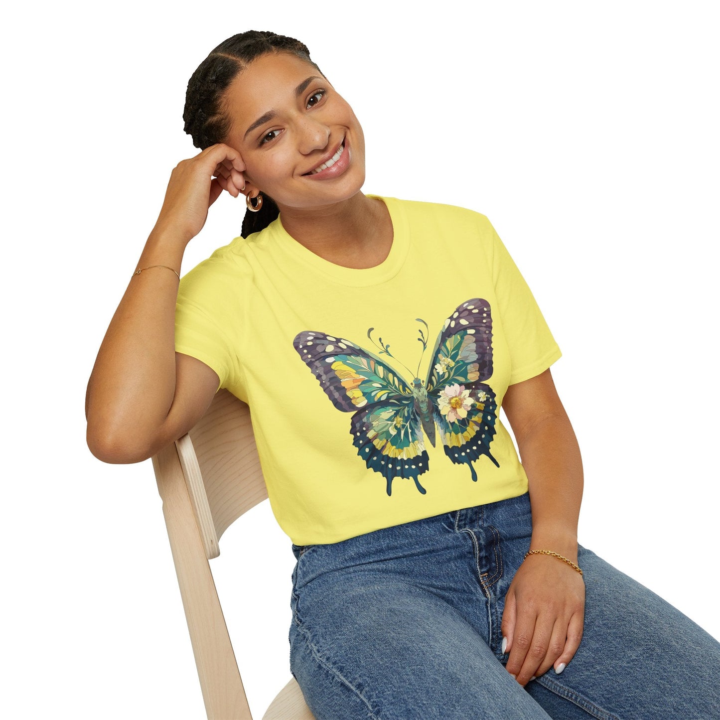 Butterfly Shirt Unisex Monarch Print T Shirt Gildan Softstyle 64000 Lightweight Tee