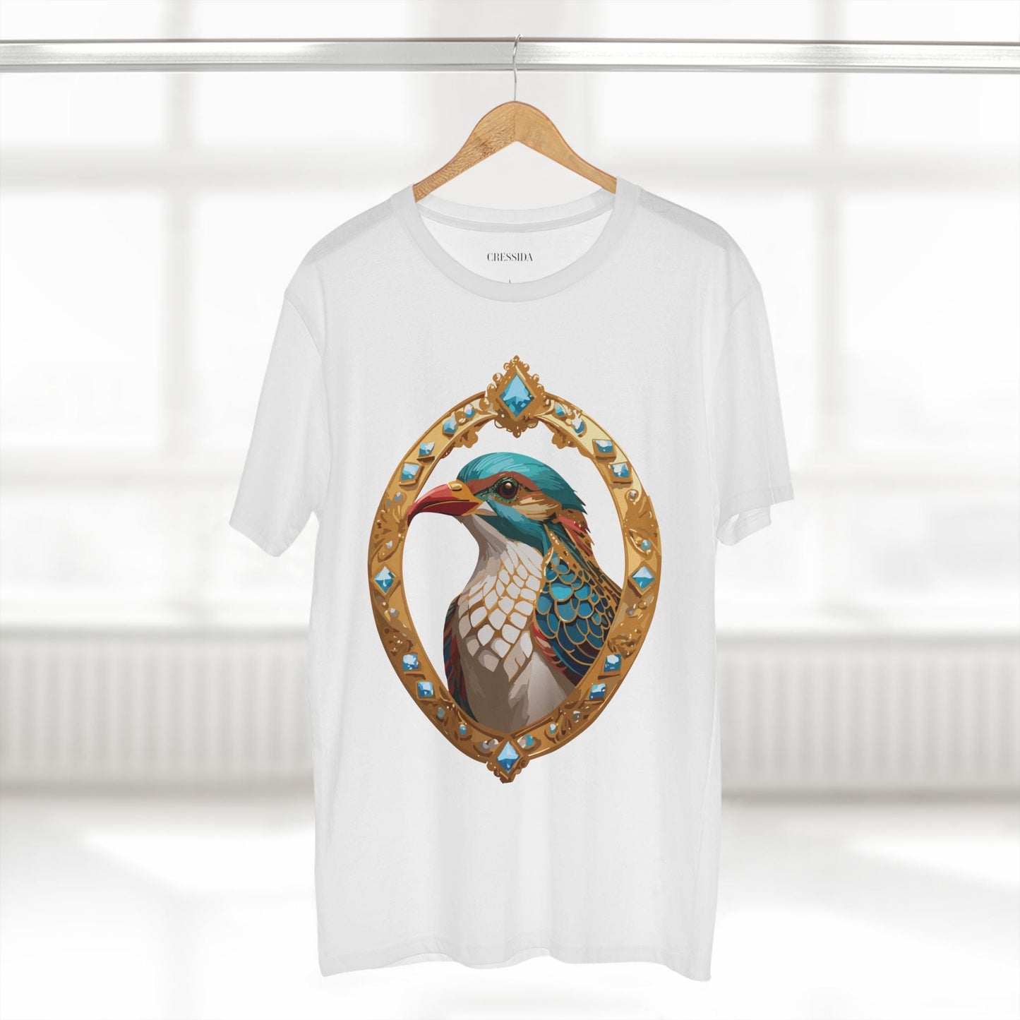 Bird Graphic Unisex 100 Cotton Tee With Unique Animal Golden Medallion Art Design 22
