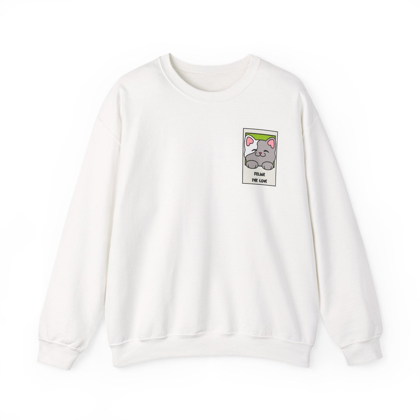 Pocket Cat Sweatshirt Unisex Cat Heart Sweatshirt Valentines Day Gift 50 Percent Cotton Poly Blend