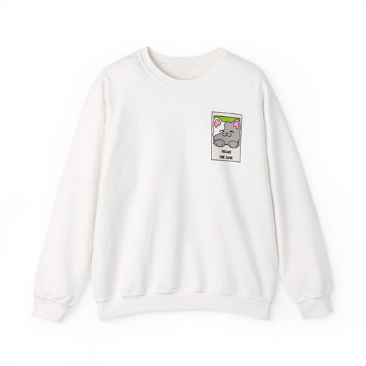 Pocket Cat Sweatshirt Unisex Cat Heart Sweatshirt Valentines Day Gift 50 Percent Cotton Poly Blend