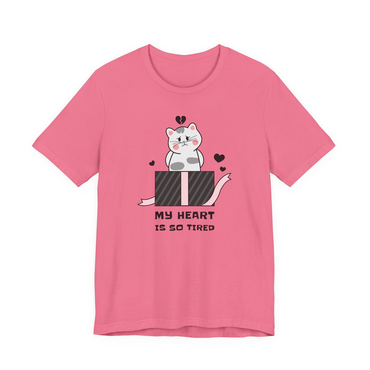 Cat Heart  Love Graphic Tee Shirt - Bella+Canvas Unisex 100 Cotton
