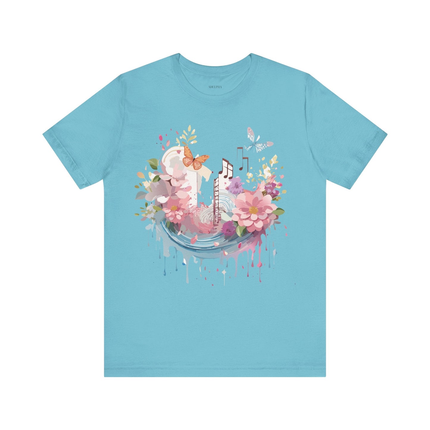 Music Graphic Unisex 100 Cotton Vintage Art with Musical Elements Tee 122